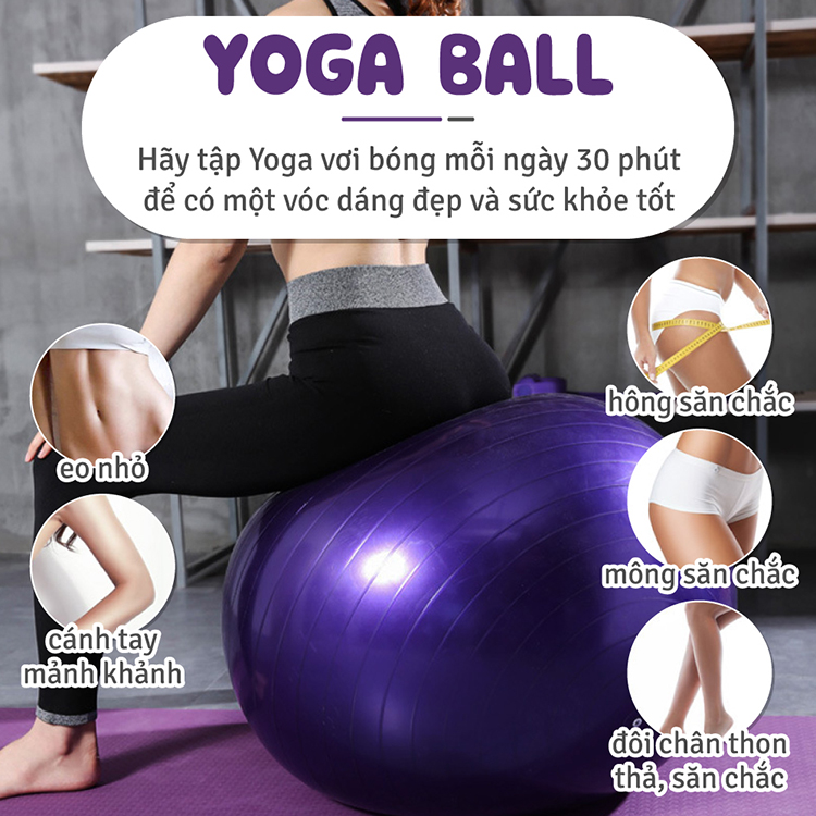 Mô tả KHÔNG KÈM BƠM  BG-Bóng tập gym/yoga 3 màu lựa chọn PINK-BLUE-VIOLET - 1