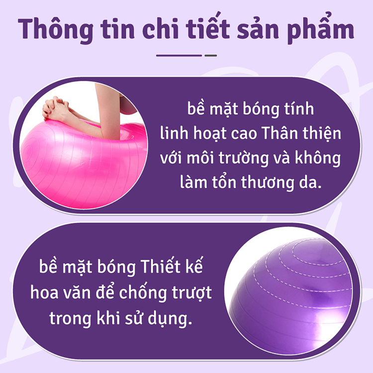 Mô tả KHÔNG KÈM BƠM  BG-Bóng tập gym/yoga 3 màu lựa chọn PINK-BLUE-VIOLET - 6