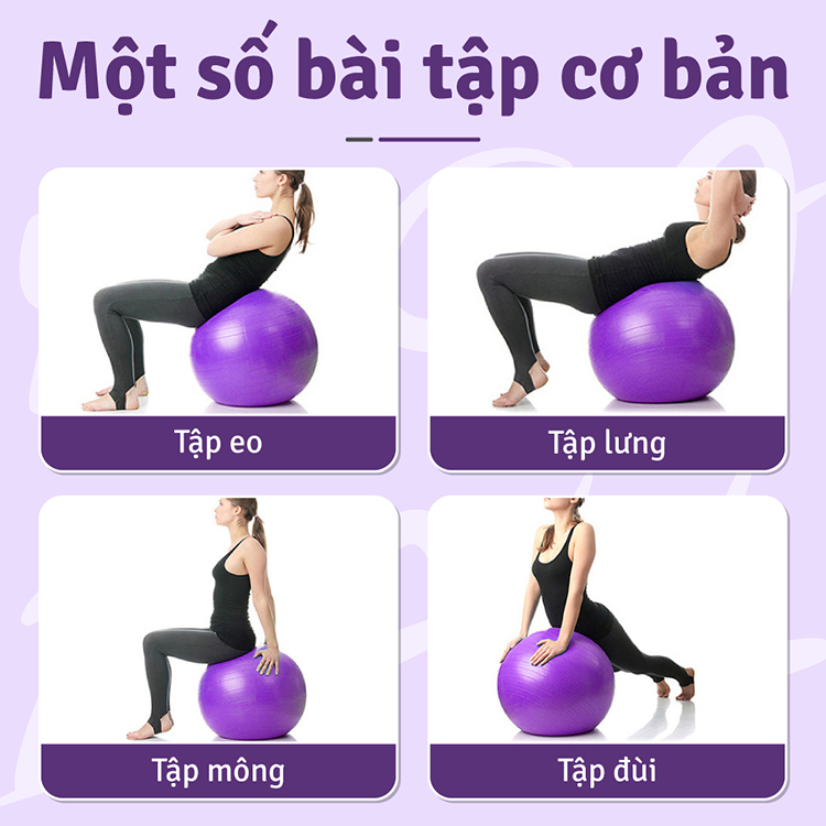 Mô tả KHÔNG KÈM BƠM  Bóng Tập Yoga Trơn Nhiều Màu Cao Cấp nhiều màu sắc, cao su dày - 4