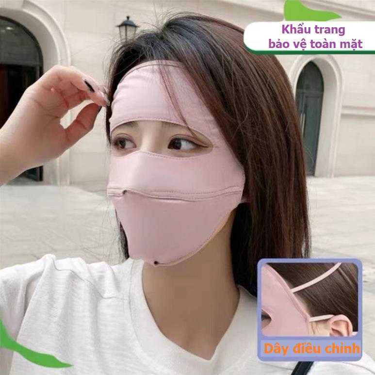 Mô tả Khẩu Trang - Taky, Mặt Nạ Vải Lụa Lạnh 2 Lớp Che Phủ Kín Đi Ngoài Trời,  Che Kín Toàn Mặt Trán Chống Tia UV UFP 50+ 7887 - 2