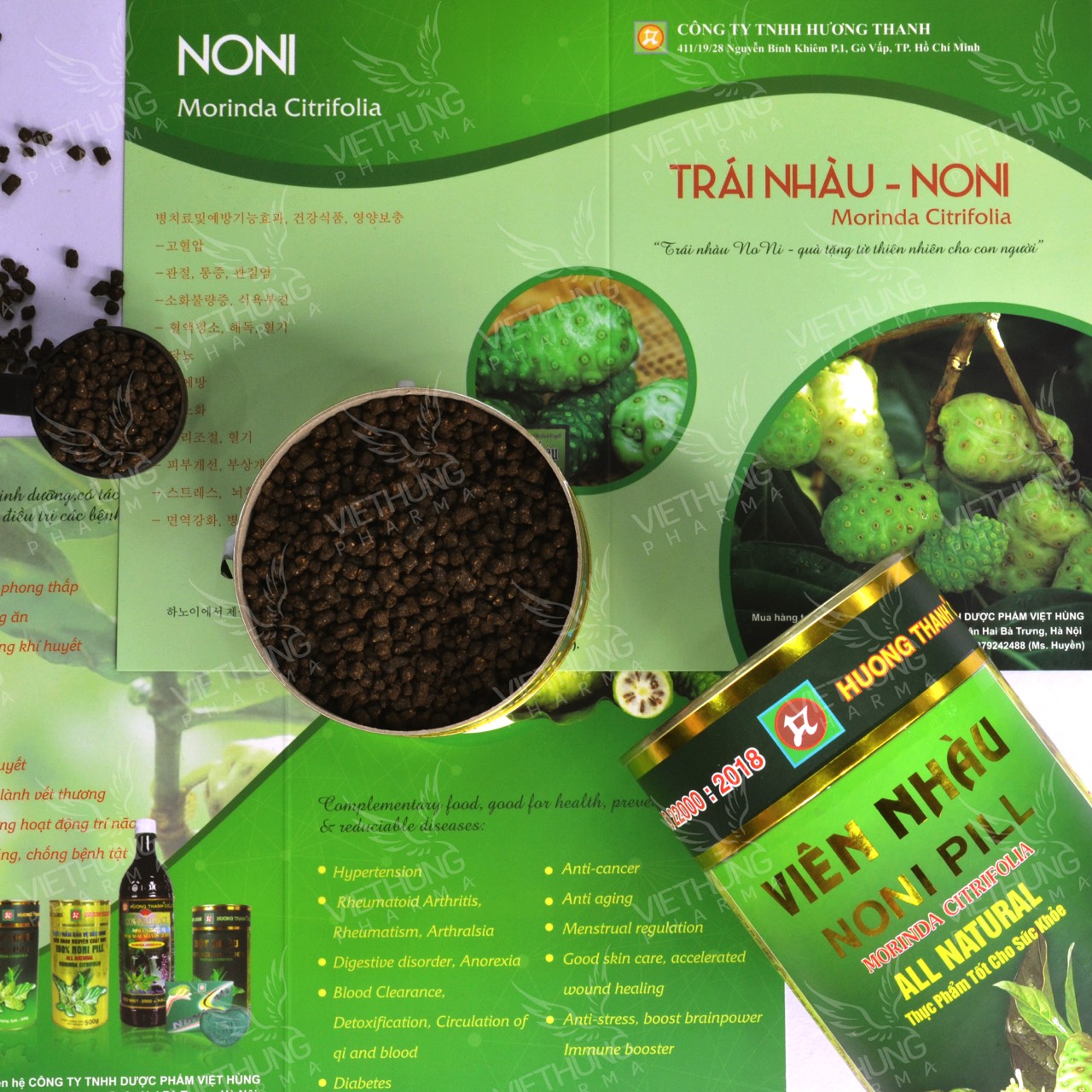Mô tả Viên Nhàu Noni Mật Ong Hương Thanh, Noni Pill 90% Từ Quà Nhàu, Bổ Xương Khớp, Giảm Đau Lưng, Tăng Đề Kháng, Hộp 500g - 4