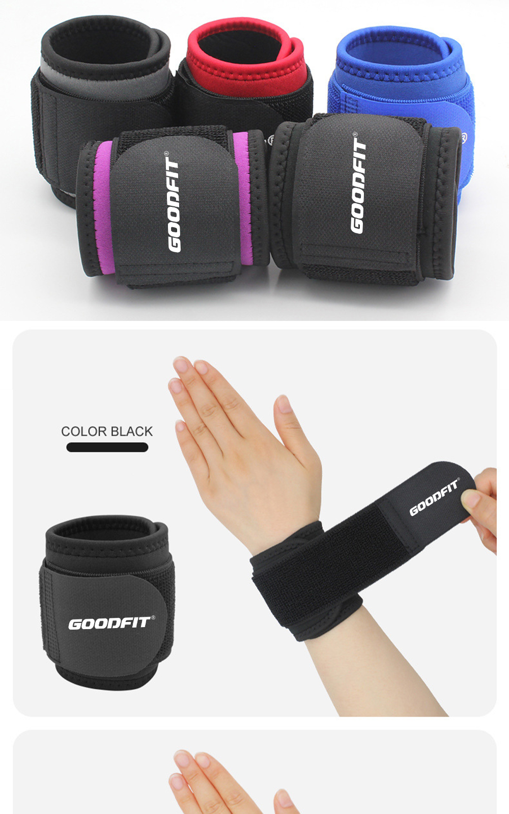 Mô tả Băng bảo vệ cổ tay tập thể thao GoodFit GF306W có thể điều chỉnh - 4