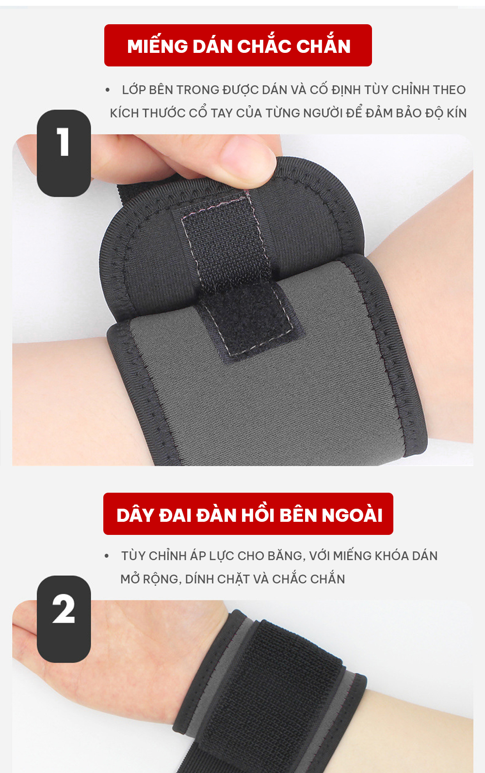 Mô tả Băng bảo vệ cổ tay tập thể thao GoodFit GF306W có thể điều chỉnh - 6