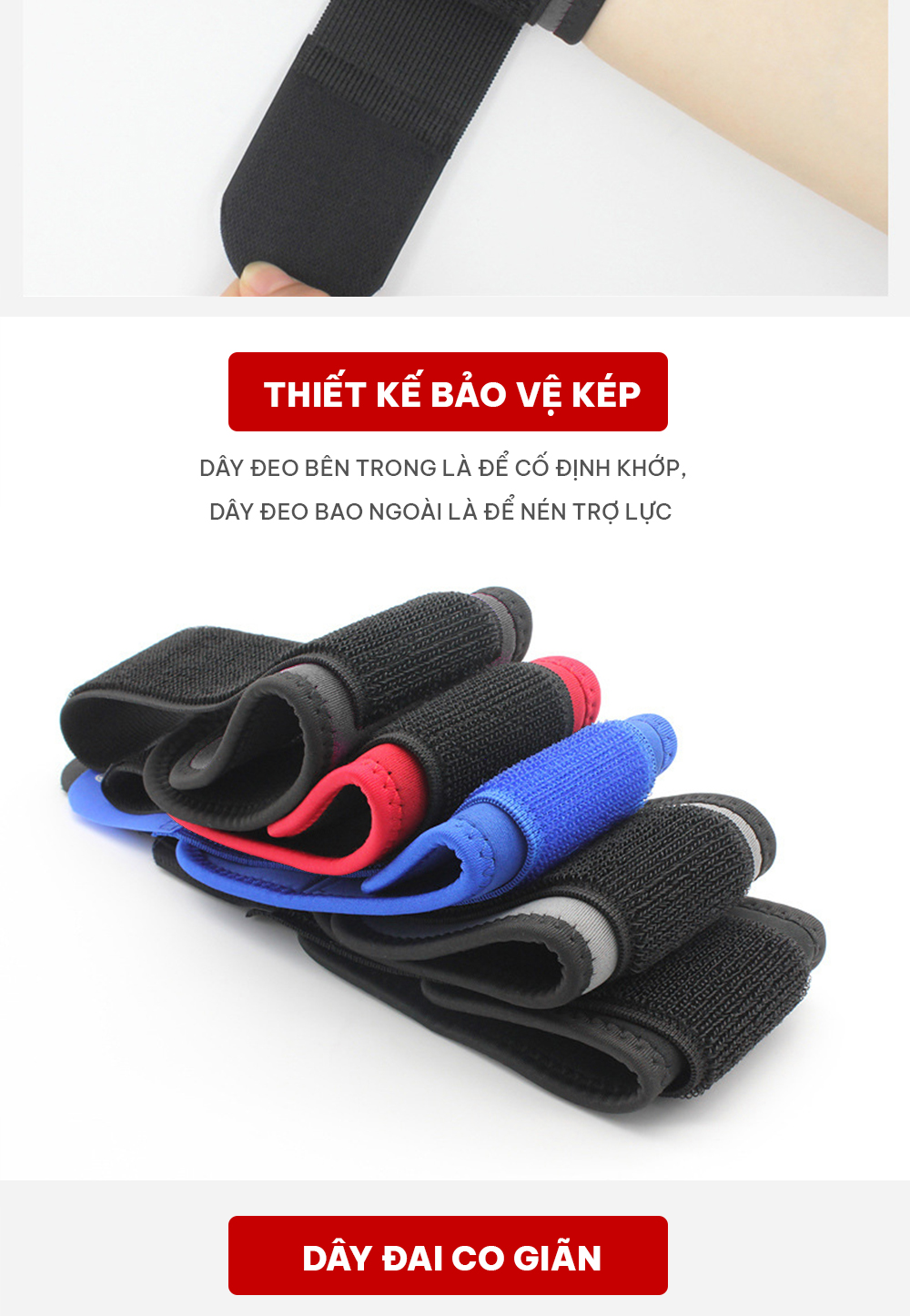 Mô tả Băng bảo vệ cổ tay tập thể thao GoodFit GF306W có thể điều chỉnh - 7