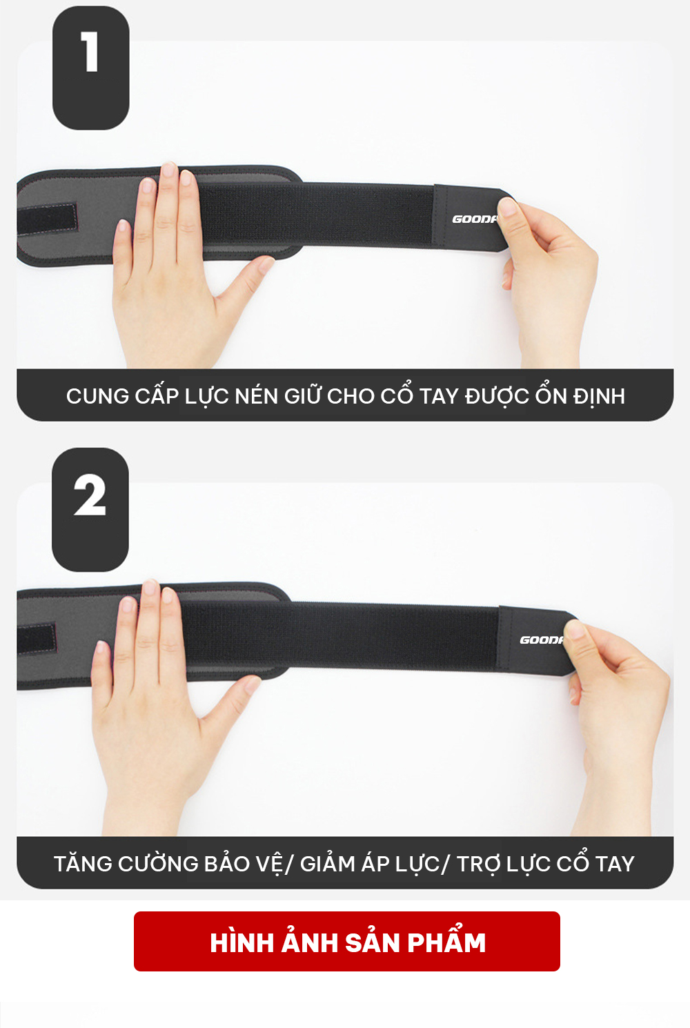 Mô tả Băng bảo vệ cổ tay tập thể thao GoodFit GF306W có thể điều chỉnh - 8