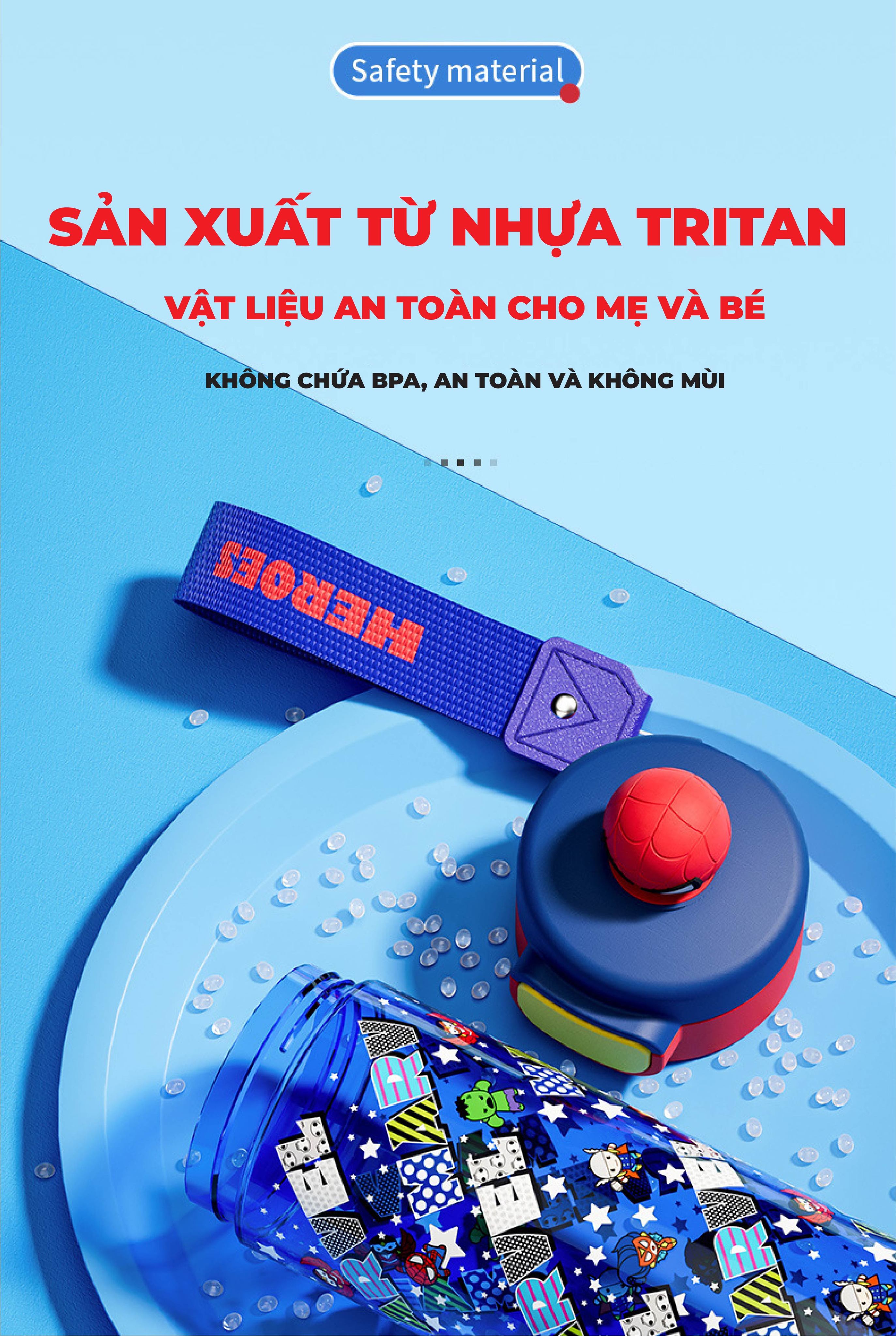 Mô tả Bình nước cho bé 1989KIDS SHOP đi học mẫu giáo mầm non tiểu học 530ml cao cấp chất liệu tritan độ bền cao chịu nhiệt tốt - 12