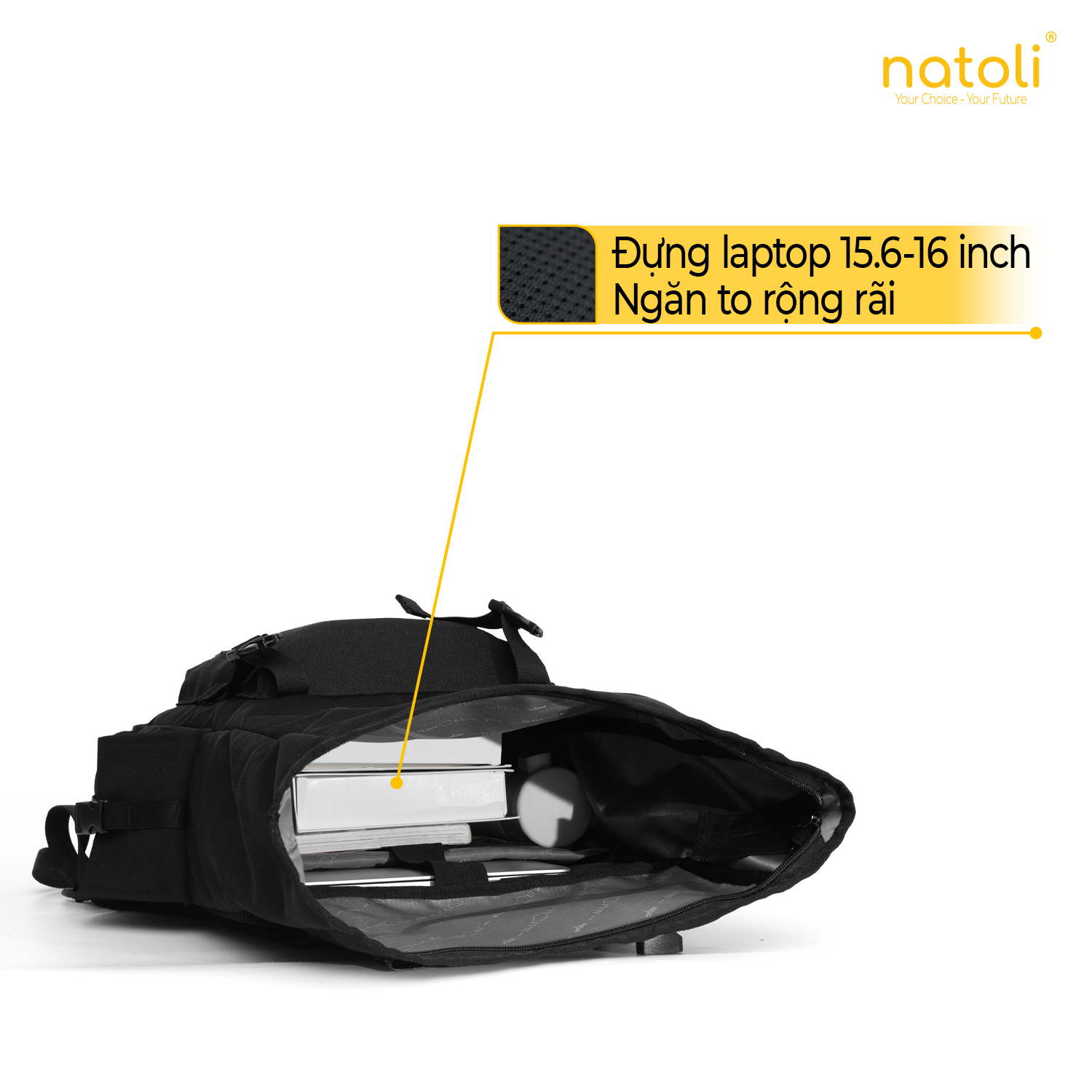 Chi tiết ngăn balo NATOLI B10