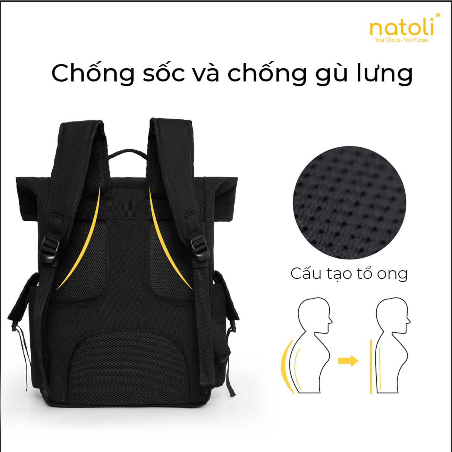 Mô tả Balo chống nước thương hiệu NATOLI chất vải canvas nhiều ngăn du lịch cao cấp BST FOLD BACKPACK B10 - 6