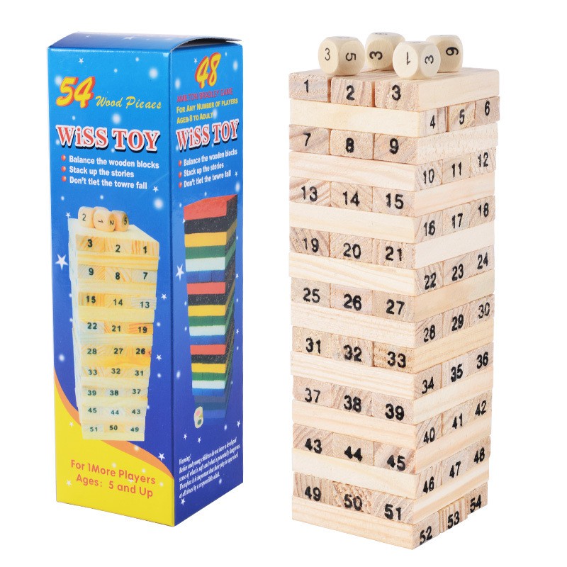 Mô tả Bộ Đồ Chơi Rút Gỗ Siêu TO Thanh Gỗ 72*24*12mm Cao Cấp 54 Thanh Tặng Kèm 4 Con Súc Sắc Cho Bé Chính Hãng Amalife - 2