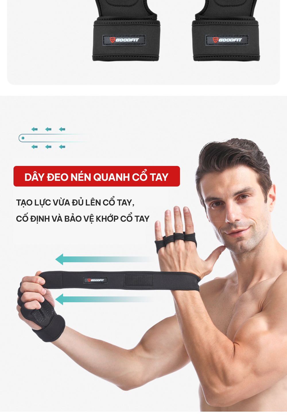 Mô tả Găng tay tập Gym kết hợp quấn cổ tay GoodFit GF207G chống chai tay, bảo vệ cổ tay - 4