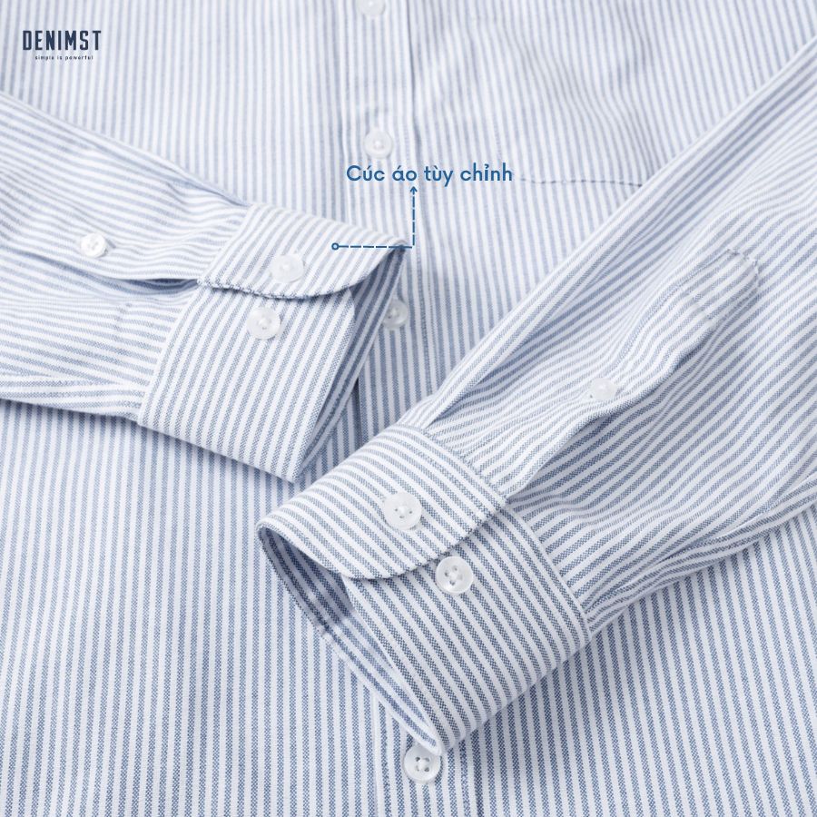 Mô tả Áo Sơ Mi Nam Cổ Trụ Cotton Oxford Form Suông, kẻ xanh, kẻ ghi, trắng trơn DENIMST 355 - 10