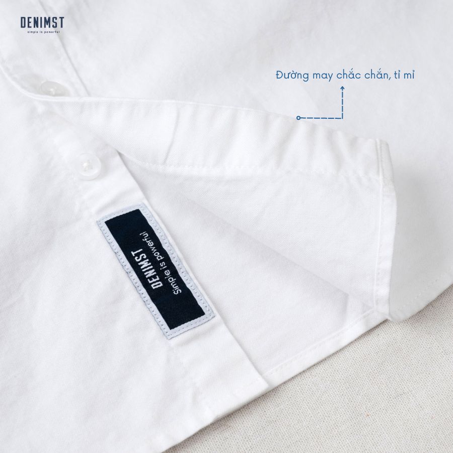 Mô tả Áo Sơ Mi Nam Cổ Trụ Cotton Oxford Form Suông, kẻ xanh, kẻ ghi, trắng trơn DENIMST 355 - 11
