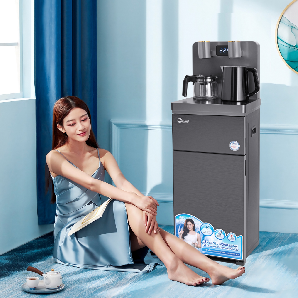 Mô tả Cây nước nóng lạnh bàn trà FUJIE TBH1332E Điều khiển máy từ xa - Cài nhiệt độ sôi từ 50 đến 100 độ C - 3