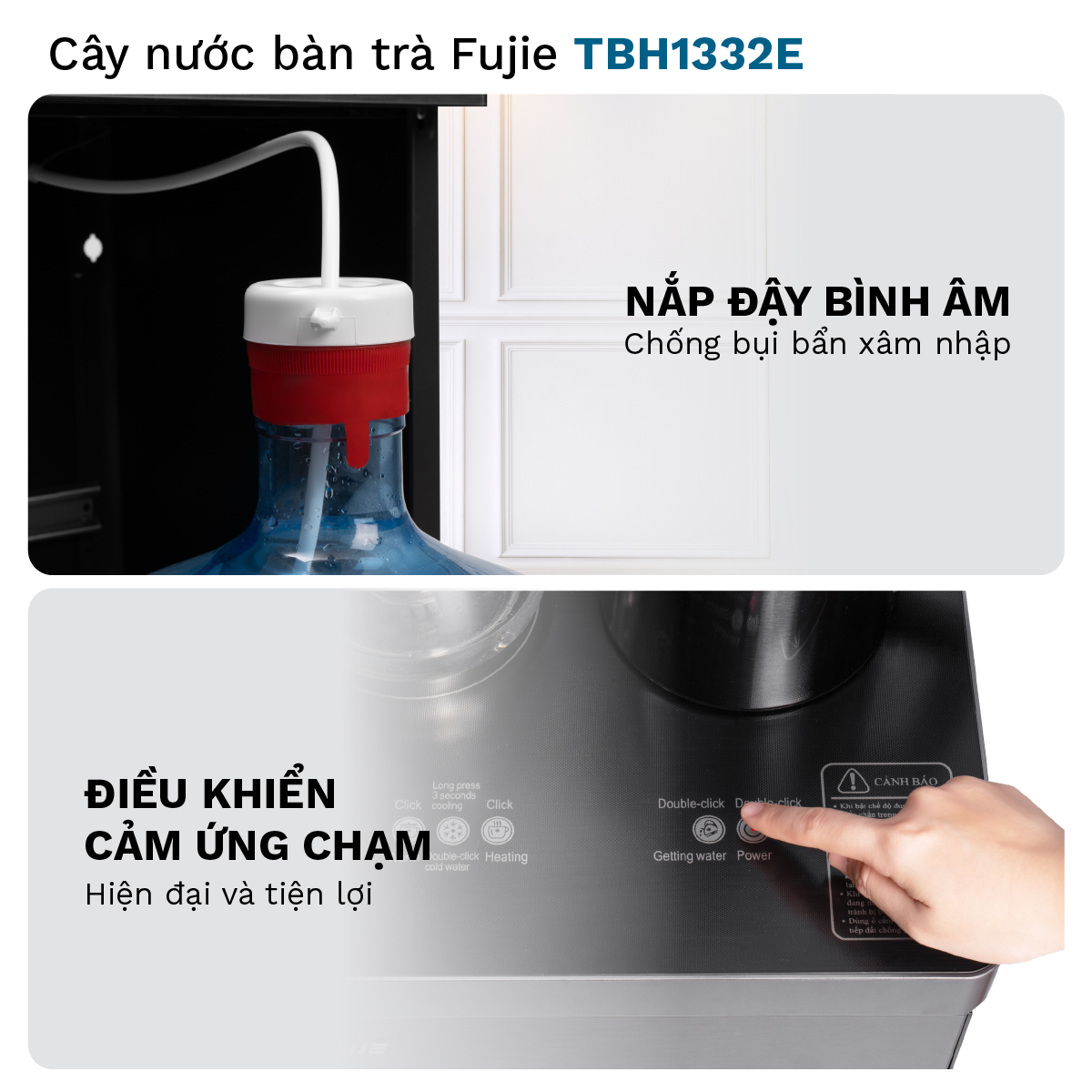 Mô tả Cây nước nóng lạnh bàn trà FUJIE TBH1332E Điều khiển máy từ xa - Cài nhiệt độ sôi từ 50 đến 100 độ C - 4