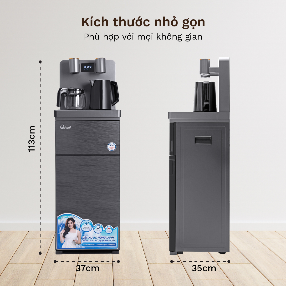 Mô tả Cây nước nóng lạnh bàn trà FUJIE TBH1332E Điều khiển máy từ xa - Cài nhiệt độ sôi từ 50 đến 100 độ C - 11