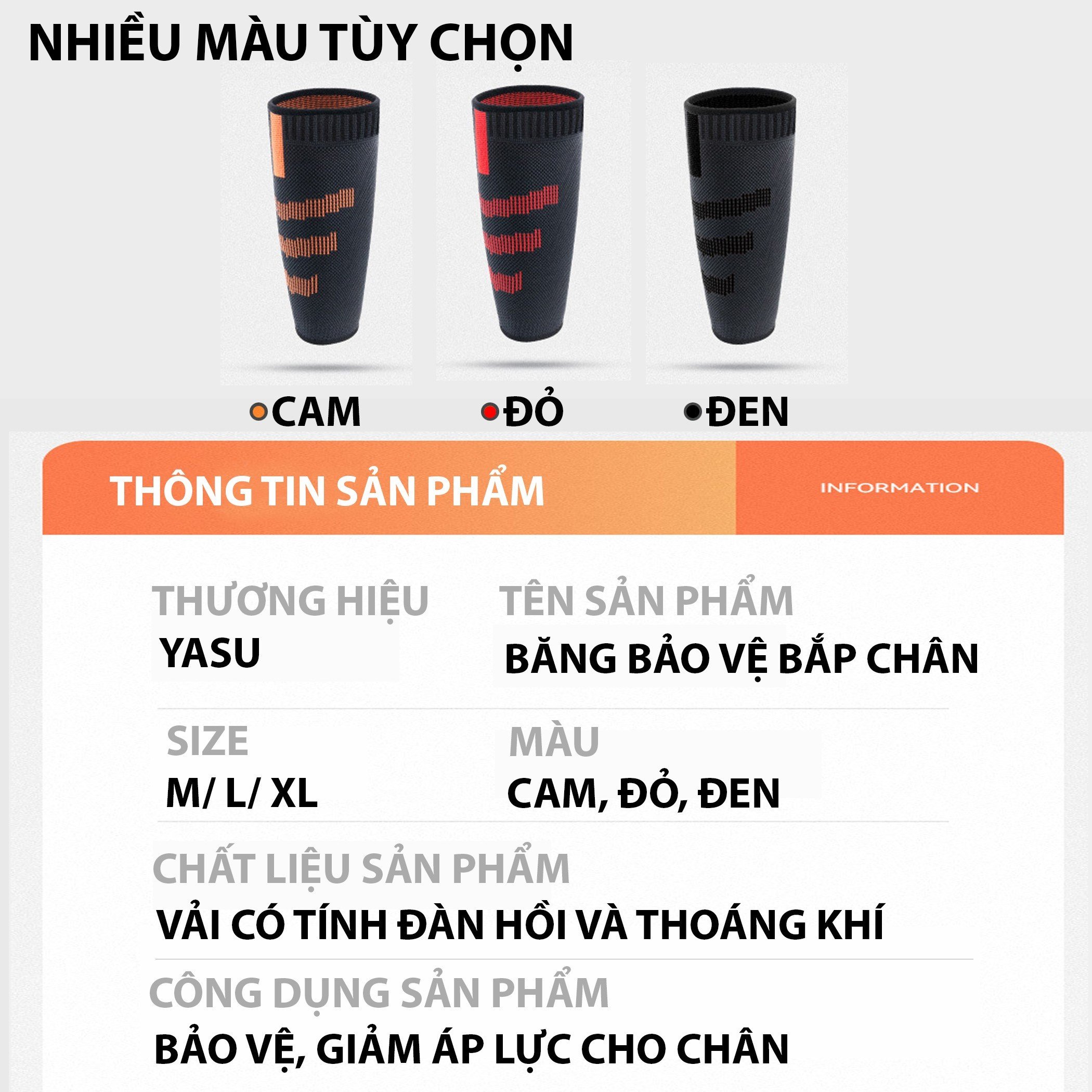 Mô tả Băng bảo vệ bắp chân calf cao cấp Yasu 8701 (1 chiếc) - 10