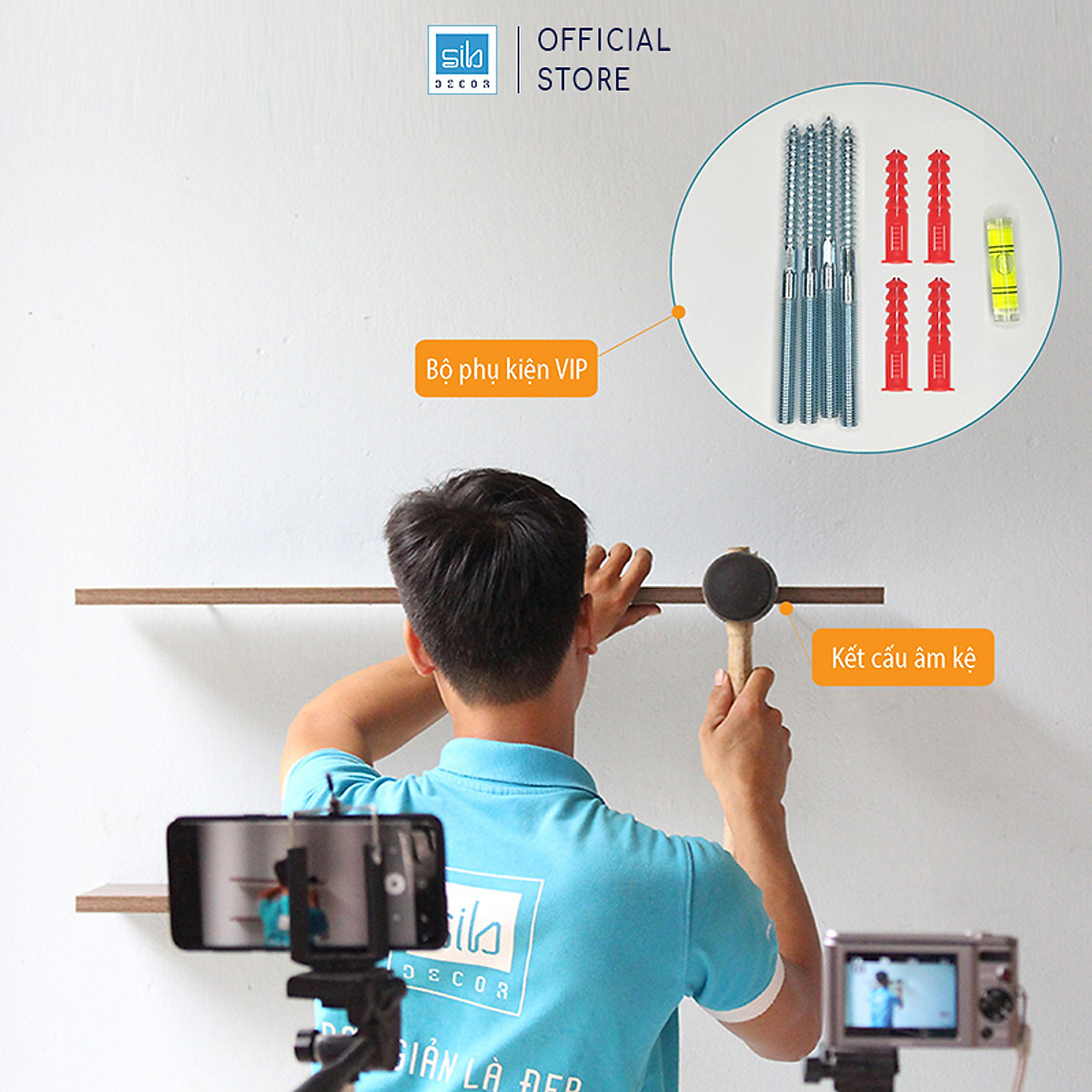 Mô tả Kệ Treo Tường Rộng 20cm, Dày 25mm Màu Đen SIB Decor Chiều Dài 60/80cm KT005 - 4