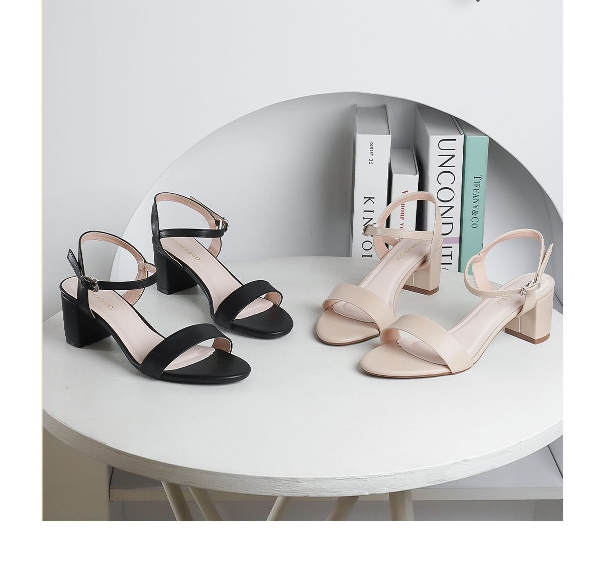 Mô tả Erosska - Giày sandal nữ gót vuông thiết kế thanh lịch công sở màu kem - EB067 - 3