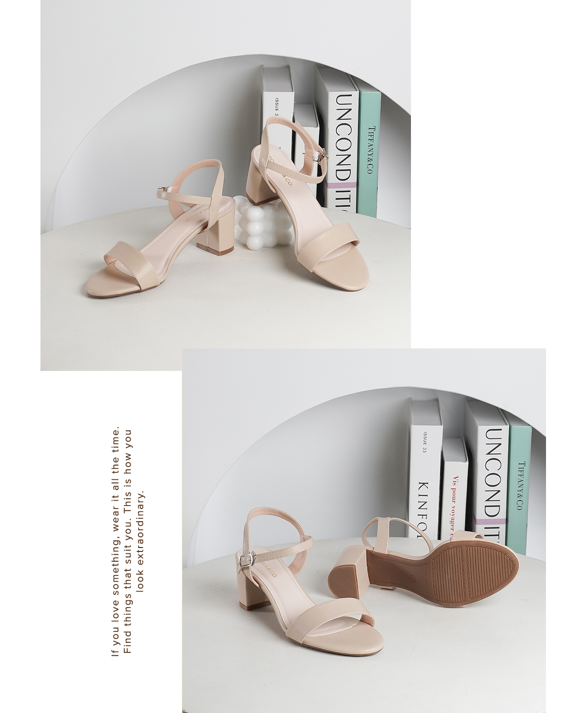 Mô tả Erosska - Giày sandal nữ gót vuông thiết kế thanh lịch công sở màu kem - EB067 - 4