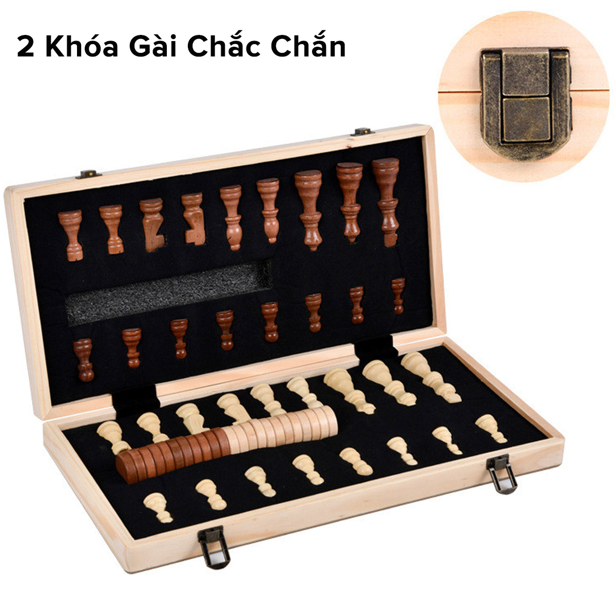 Mô tả Bộ Cờ Vua Nam Châm Bằng Gỗ Với Lực Hút Mạnh Tặng Kèm 2 Quân Hậu Kết Hợp Cờ Đam – Cờ Caro 2 Trong 1 Chính Hãng Amalife - 3