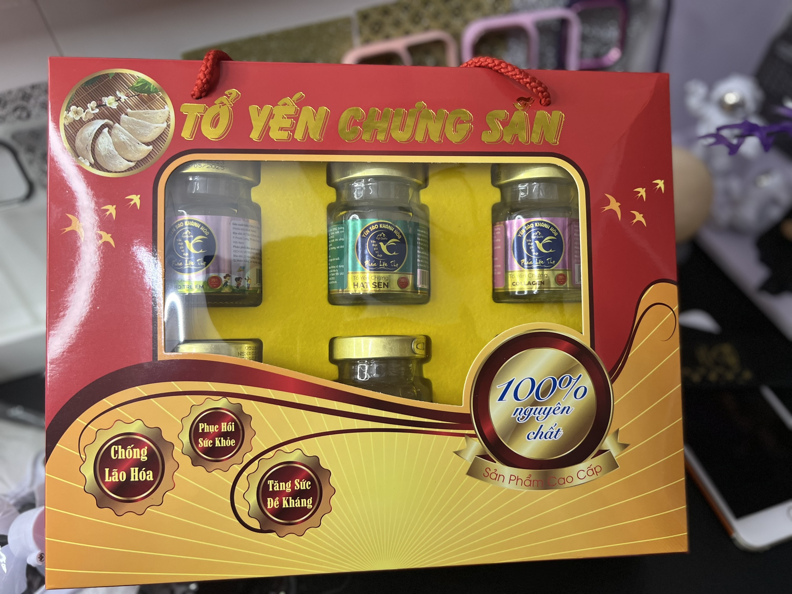 Mô tả Yến chưng sẵn Combo 6 hũ Long nhãn,Tổ Yến Sào Khánh Hòa Phúc Lộc Thọ,Hũ 35% hàm lượng yến trên 1 hũ 70ml - 5