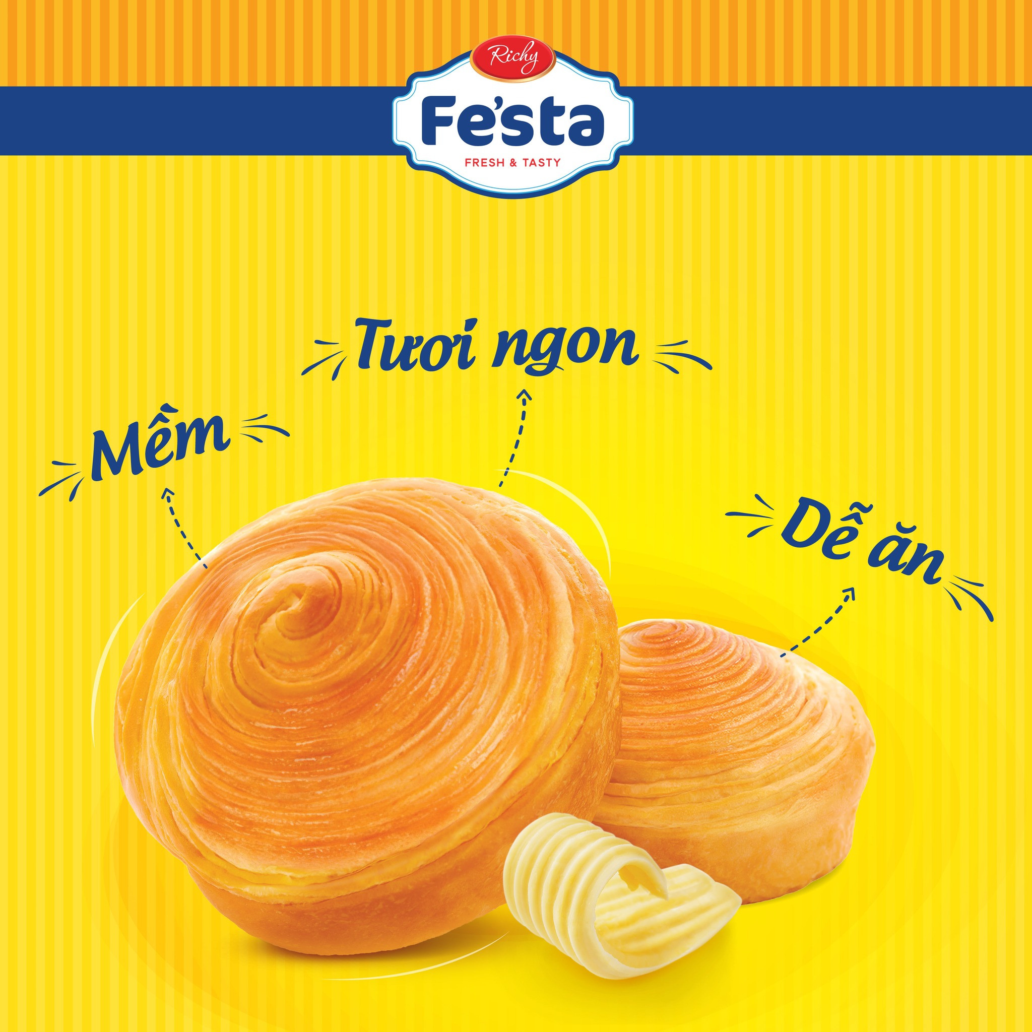Mô tả [VỊ MỚI!!!] Combo 2 Túi Bánh Mì Hoa Cúc Ngàn Lớp Fe'sta Richy 3 Bánh/Túi - 2