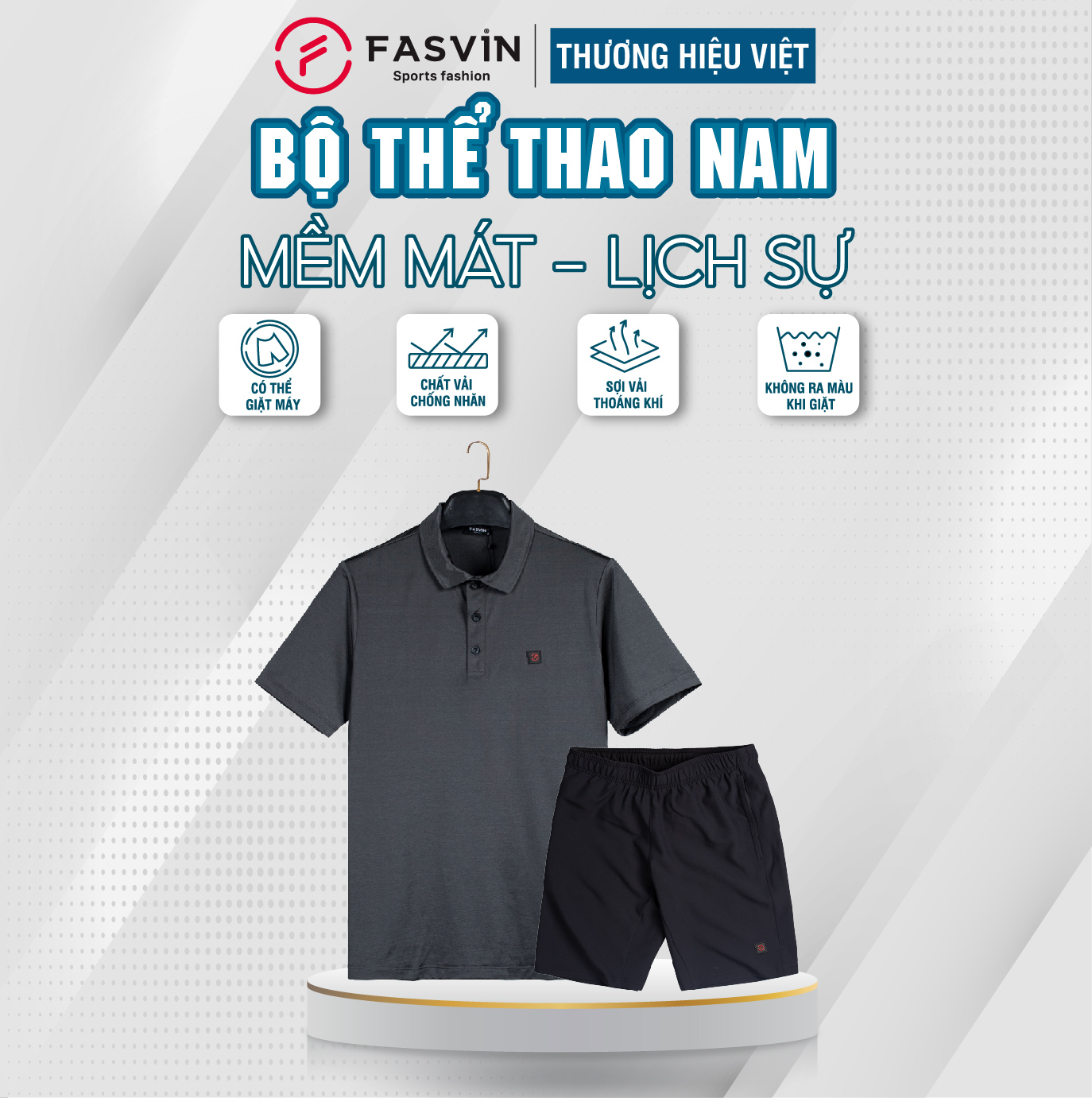 Mô tả Bộ quần áo nam mùa hè Fasvin AB23590.HN chất liệu tốt, kiểu dáng đẹp - 2