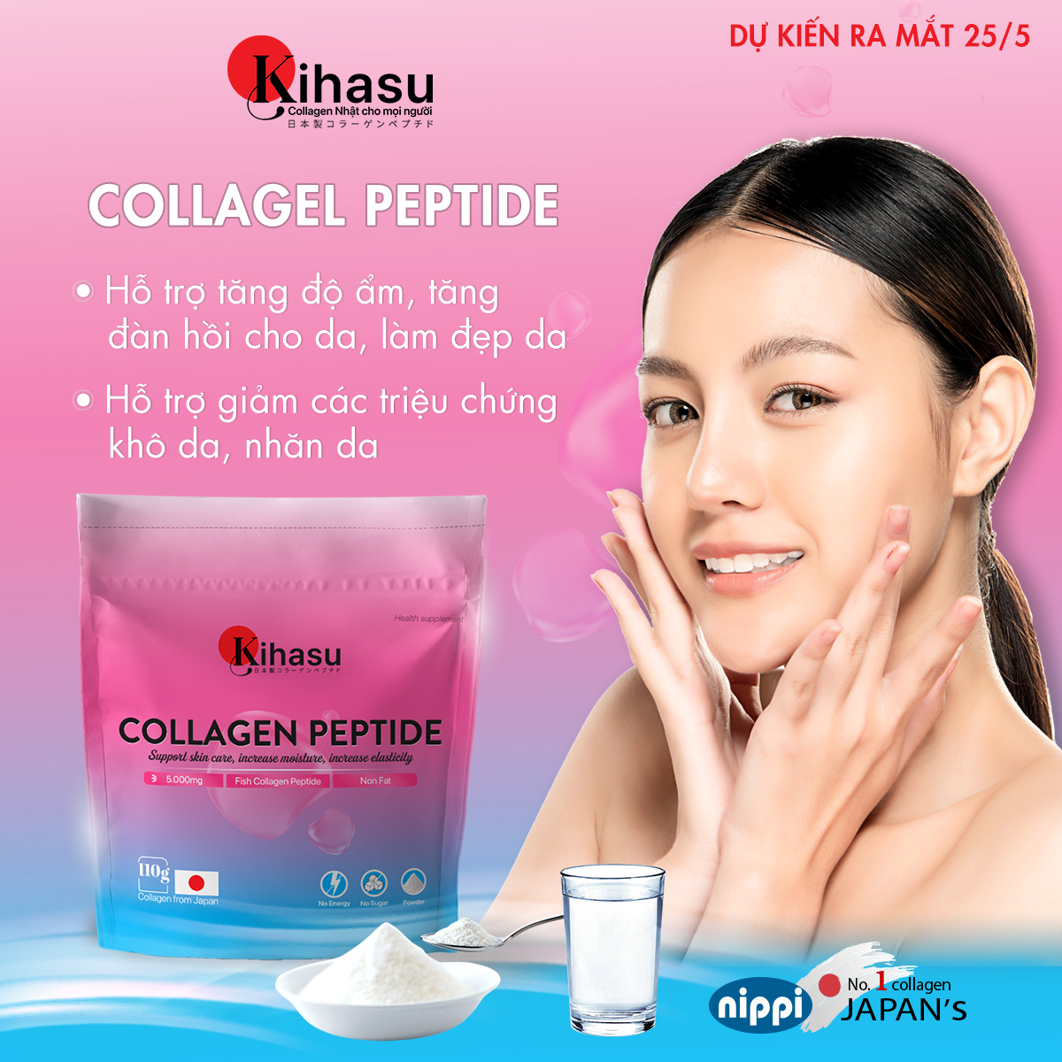 Mô tả Bột collagen peptide kihasu Nippi Nhật Bản hỗ trợ trẻ hoá, cấp ẩm, tăng sinh collagen: pha nước, cho vào thức ăn - 4