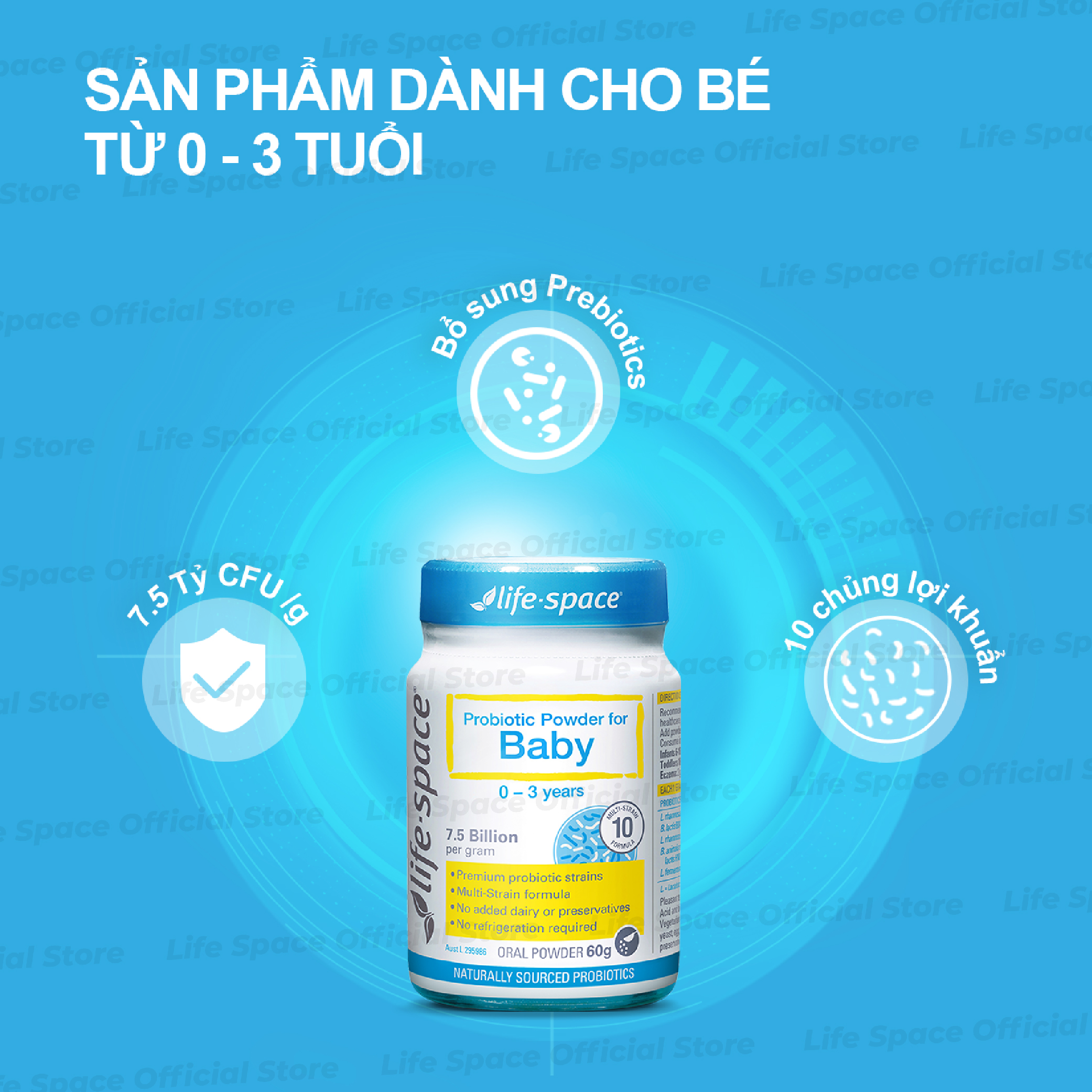 Mô tả Men vi sinh Life Space Powder For Baby giúp hỗ trợ tốt cho tiêu hóa, hỗ trợ tăng cường sức đề kháng cho bé 0-3 tuổi 60g - 2