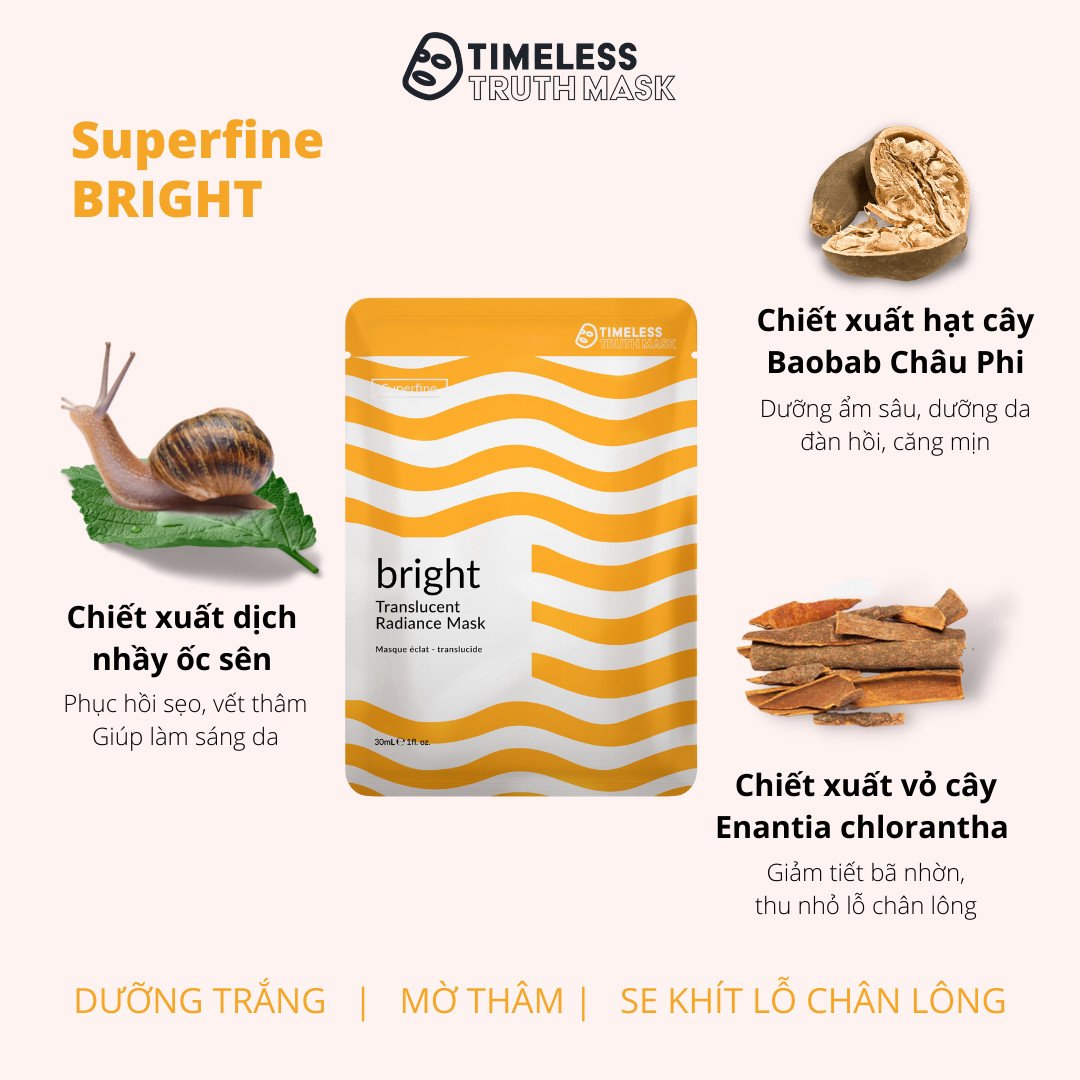 Mô tả Mặt nạ sợi tơ siêu nhẹ làm trắng da, bổ sung collagen Timeless Truth Mask Superfine Bright (30ml x 5 miếng) - 1