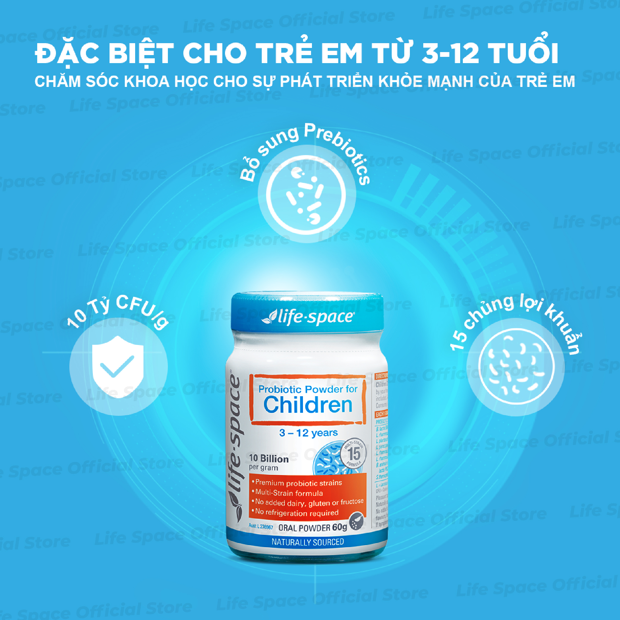 Mô tả Men vi sinh Life Space Powder For Children giúp hỗ trợ tốt cho tiêu hóa, hỗ trợ tăng cường sức đề kháng cho bé 3-12 tuổi - 1