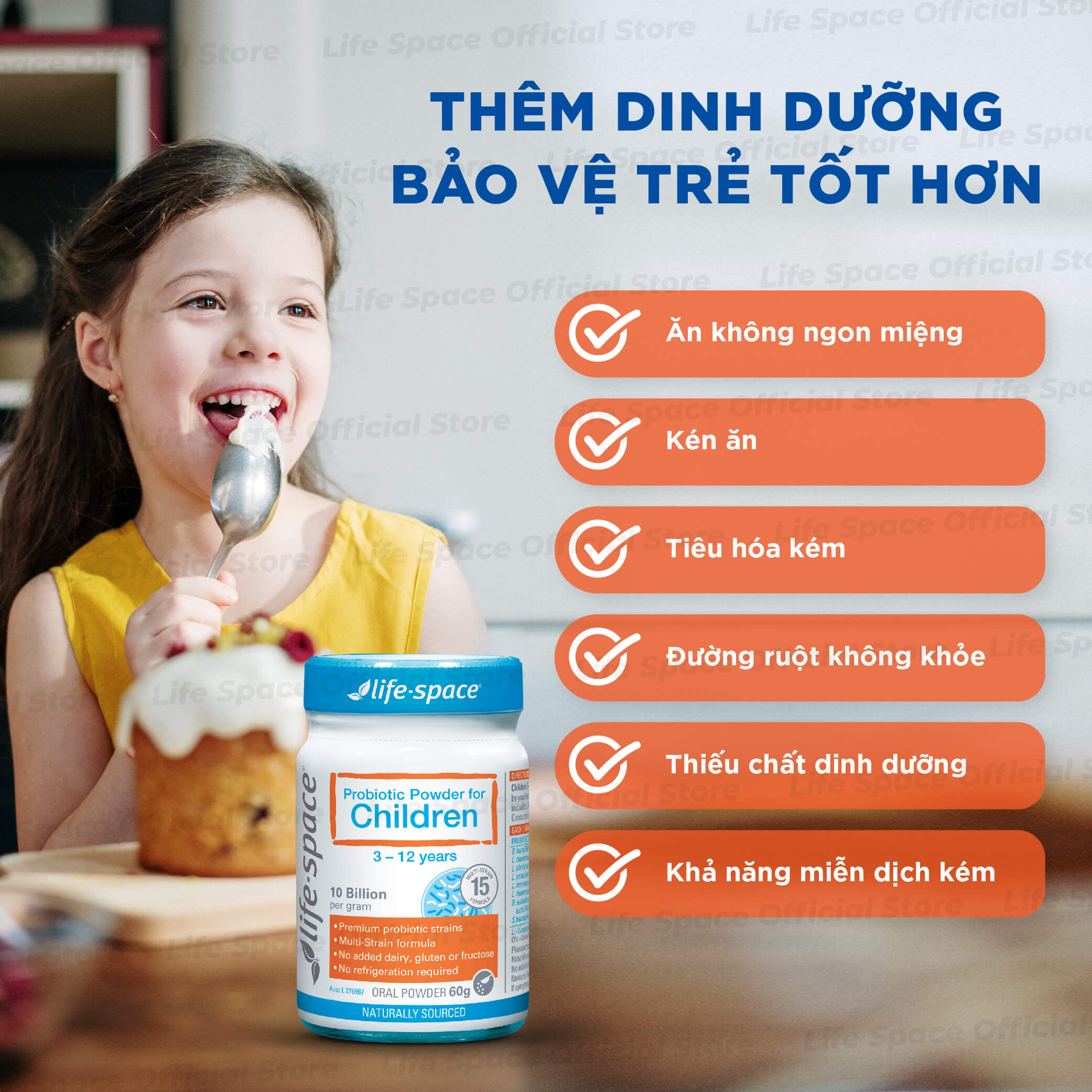 Mô tả Men vi sinh Life Space Powder For Children giúp hỗ trợ tốt cho tiêu hóa, hỗ trợ tăng cường sức đề kháng cho bé 3-12 tuổi - 5