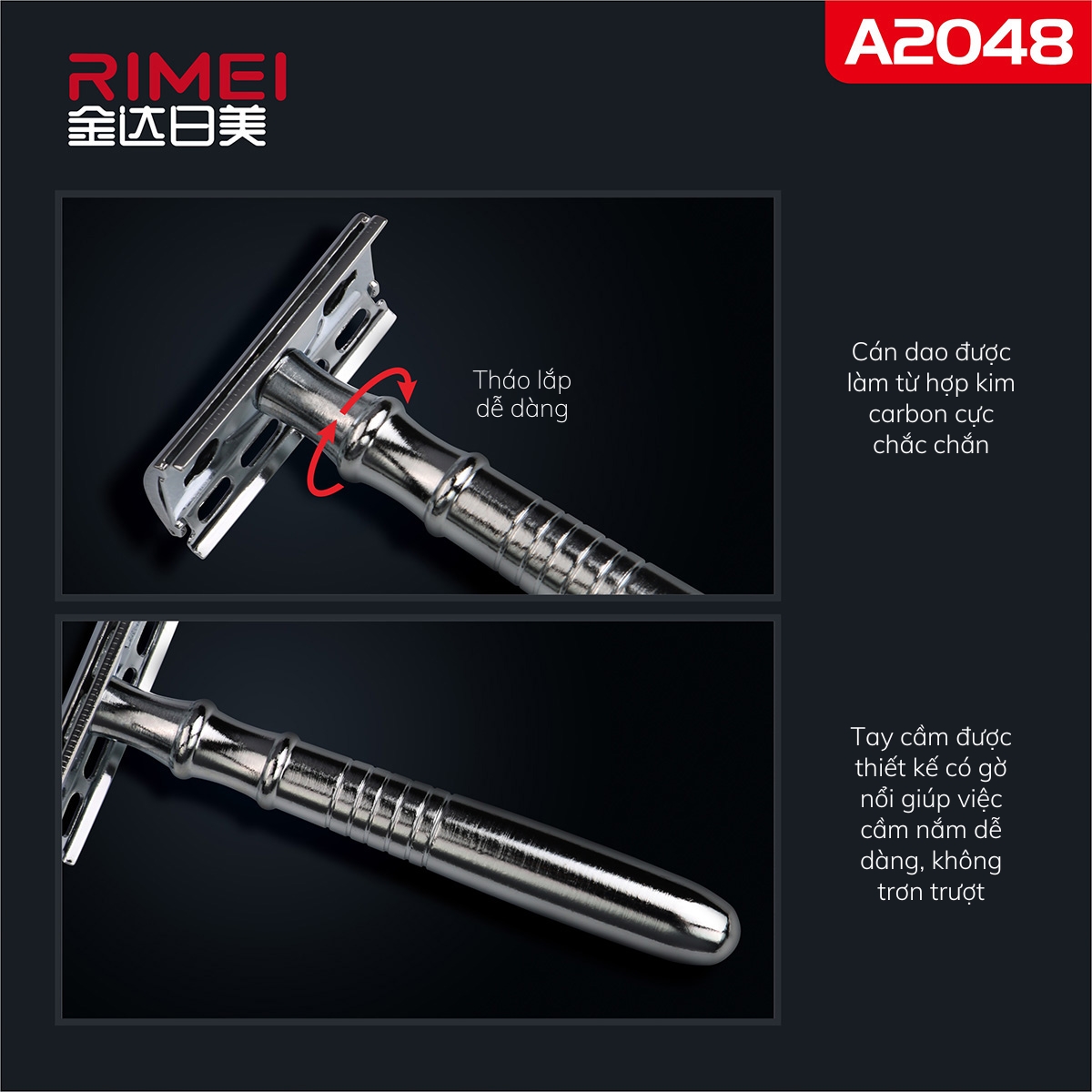 Dao Cạo Râu Inox Không Gỉ RIMEI A2048, Cam Kết Không Gỉ | Shopee Việt Nam