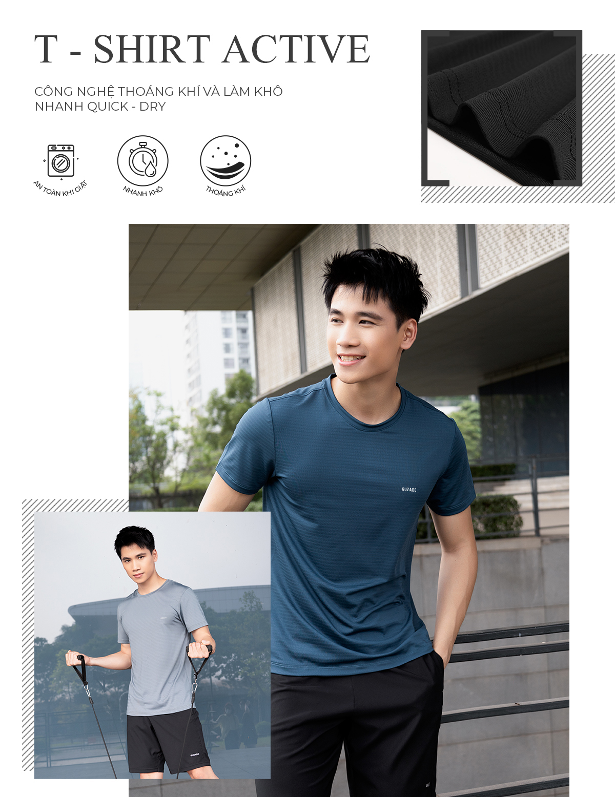 Mô tả Áo thun thể thao nam Guzado chất coolmax thể thao mát lạnh thoáng khí,vận động thoải mái GTS02 - 1