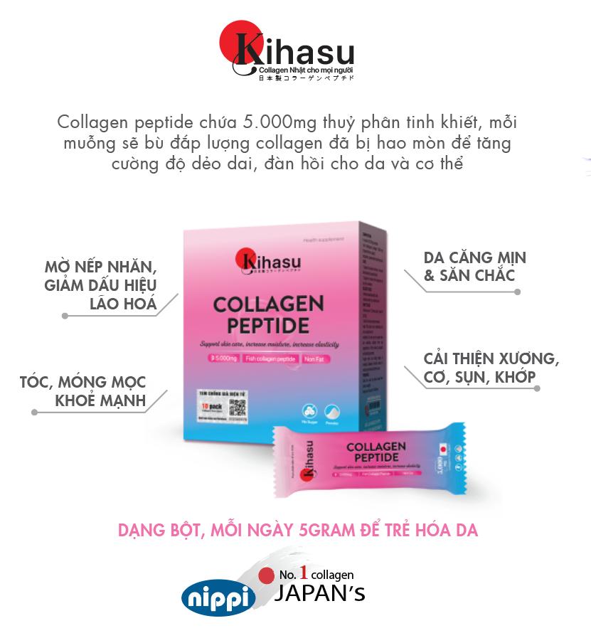 Mô tả Hộp 10 Gói Bột Collagen Kihasu Chống Nhăn Da, Chống Lão Hóa, Tăng Cường Độ Ẩm, Bí Quyết Làn Da Không Tuổi - 1