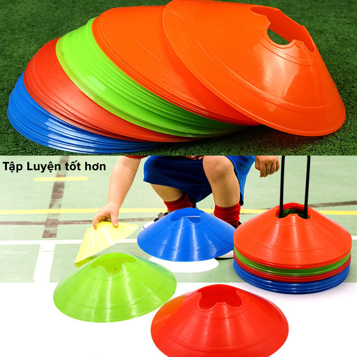 Mô tả Nấm Lùn Chiến Thuật Tập Bóng Đá, Cone, Tập Trượt Patin Cao 5cm Chọn Màu – Nặng 22gram Chính Hãng Amalife - 2