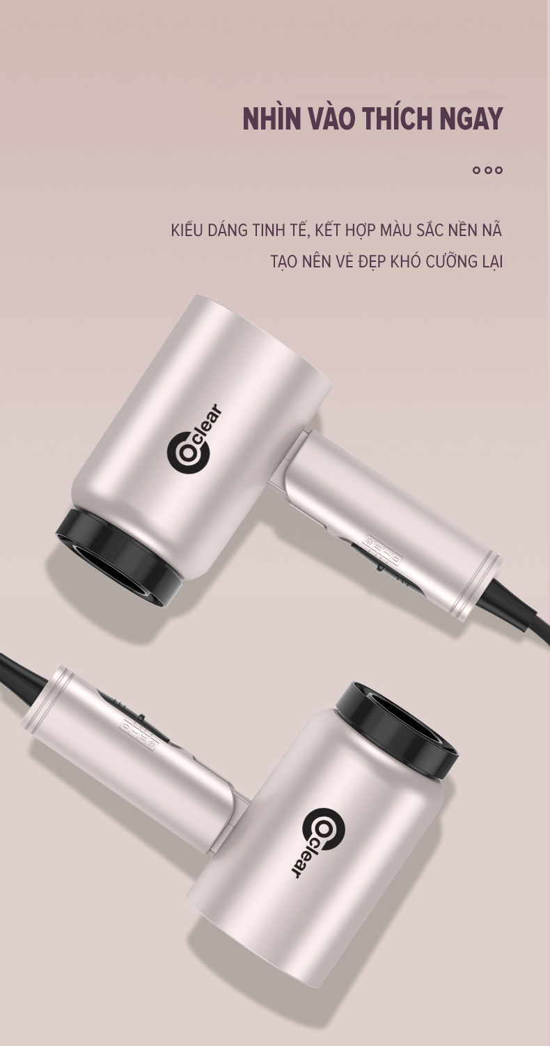 Mô tả Máy Sấy Tóc Mini Coclear CH6613 (1600W) Chế Độ Sấy Mát Bảo Vệ Tóc - Hàng Chính Hãng - 3