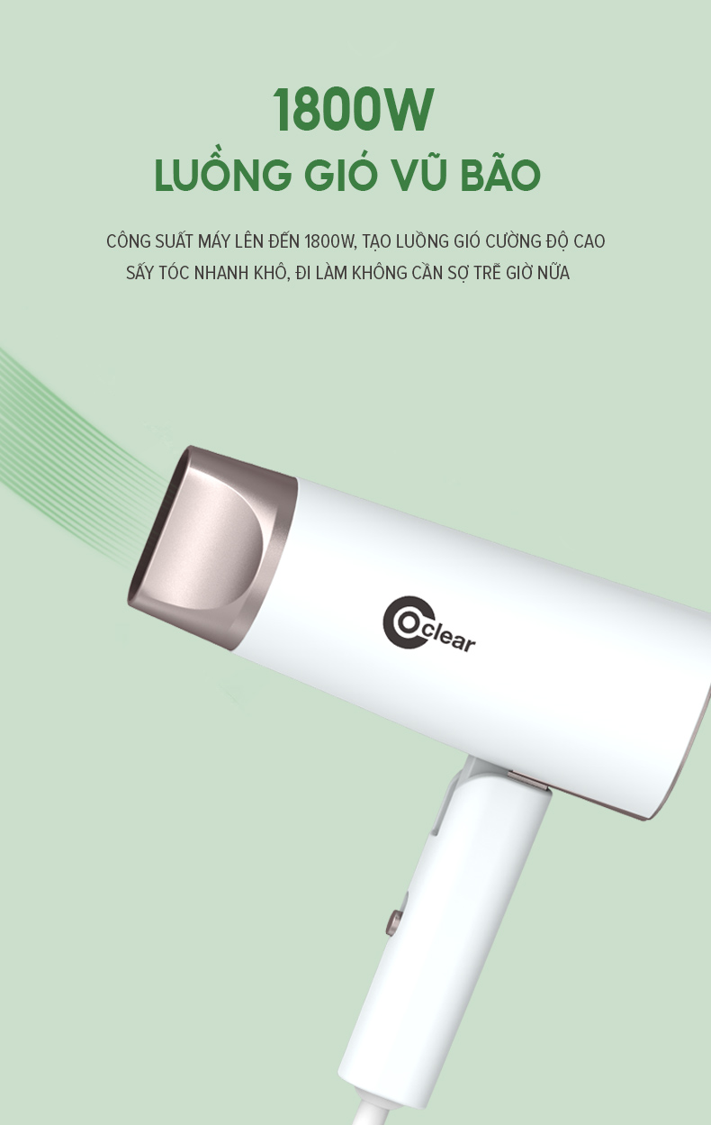Mô tả Máy Sấy Tóc Coclear CH6289 (1800W) Chế Độ Sấy Mát Bảo Vệ Tóc - Hàng Chính Hãng - 6