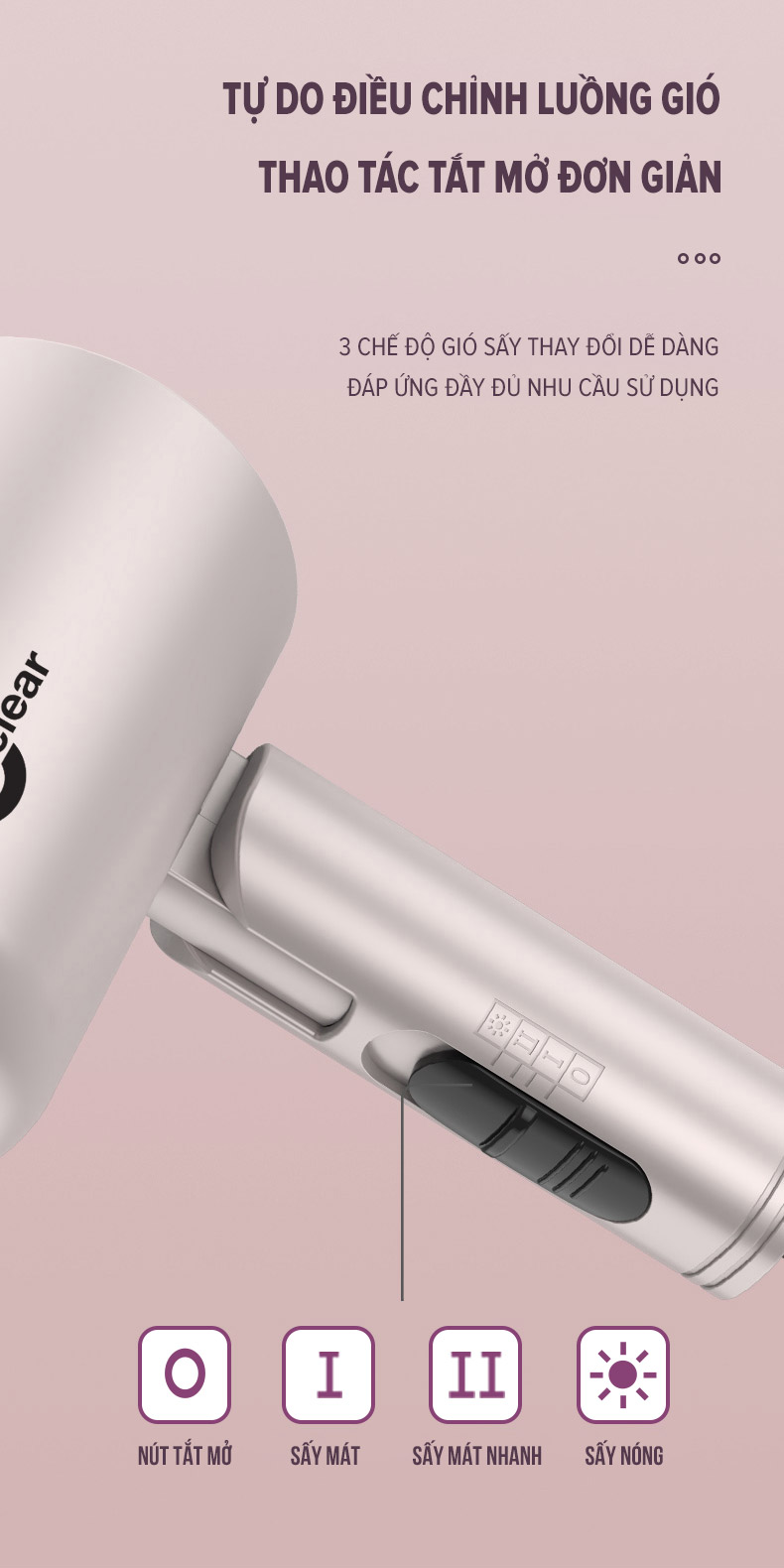 Mô tả Máy Sấy Tóc Mini Coclear CH6613 (1600W) Chế Độ Sấy Mát Bảo Vệ Tóc - Hàng Chính Hãng - 5
