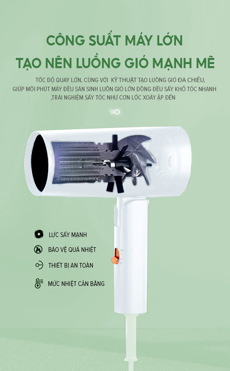 Mô tả Máy Sấy Tóc Coclear CH6289 (1800W) Chế Độ Sấy Mát Bảo Vệ Tóc - Hàng Chính Hãng - 4
