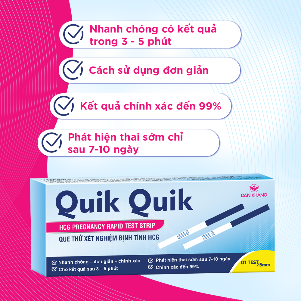 Mô tả Que thử thai phát hiện thai sớm sau 7 ngày chính xác Quik Quik - 2