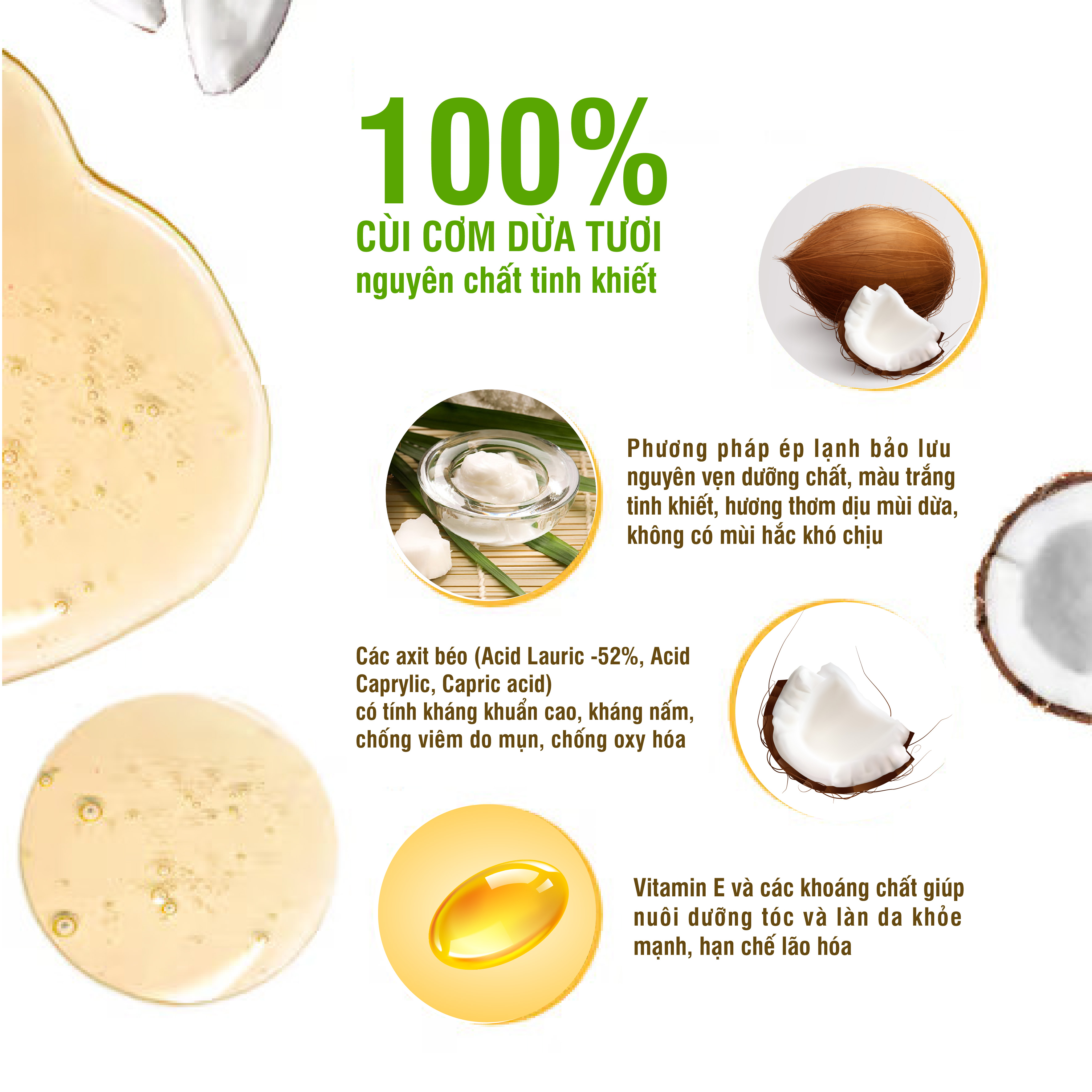 Mô tả Dầu dừa dưỡng tóc ép lạnh Đất Việt dung tích 100ml - Dưỡng tóc, dưỡng mi, an toàn cho bé sơ sinh - 3