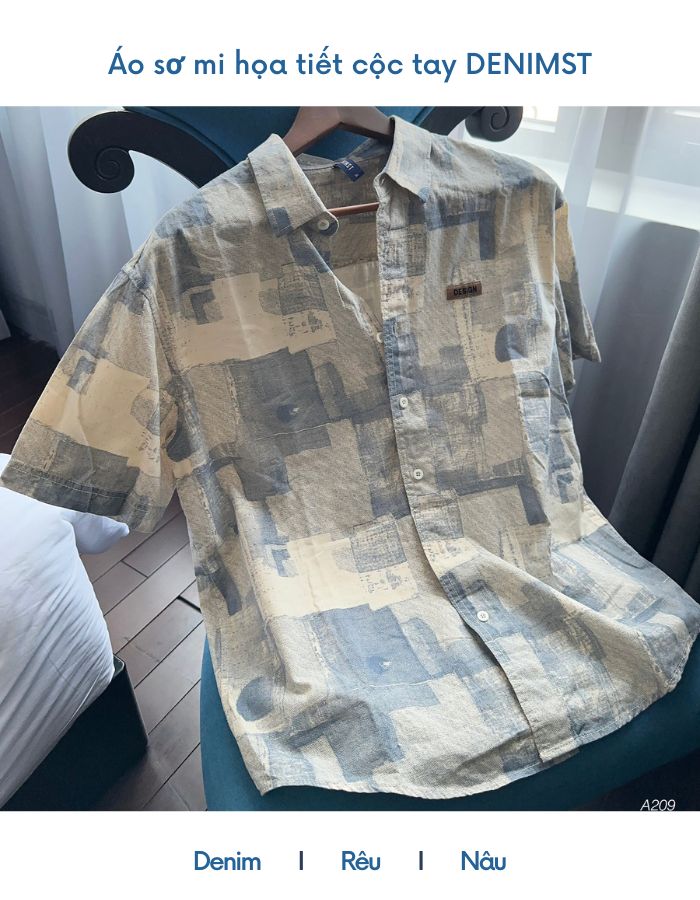 Áo sơ mi DENIMST A209 họa tiết 1