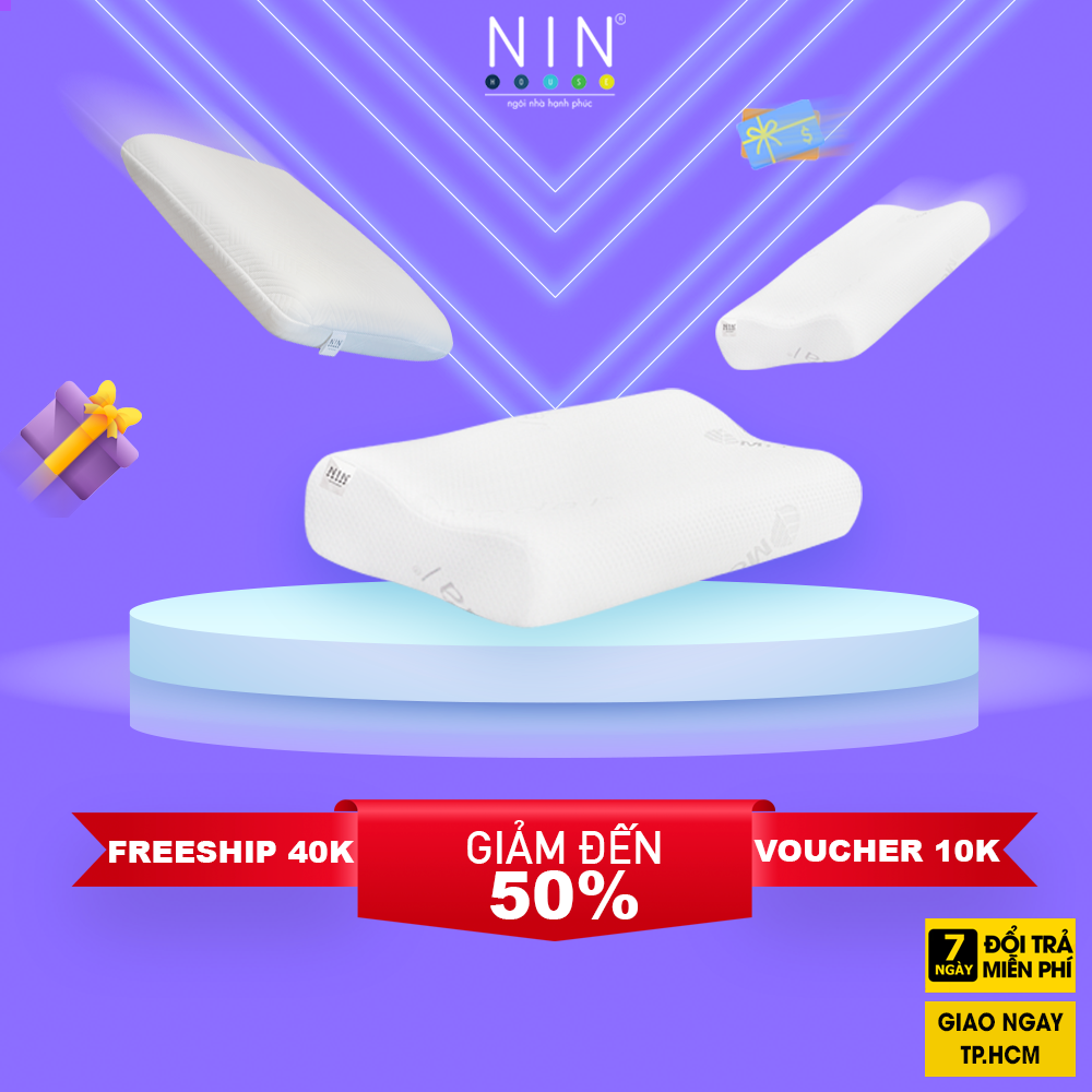 Mô tả Gối cao su non cho người lớn NIN House giảm đau cổ vai gáy và giảm ngáy dạng lượn sóng memory foam nhiều kích thước - 1