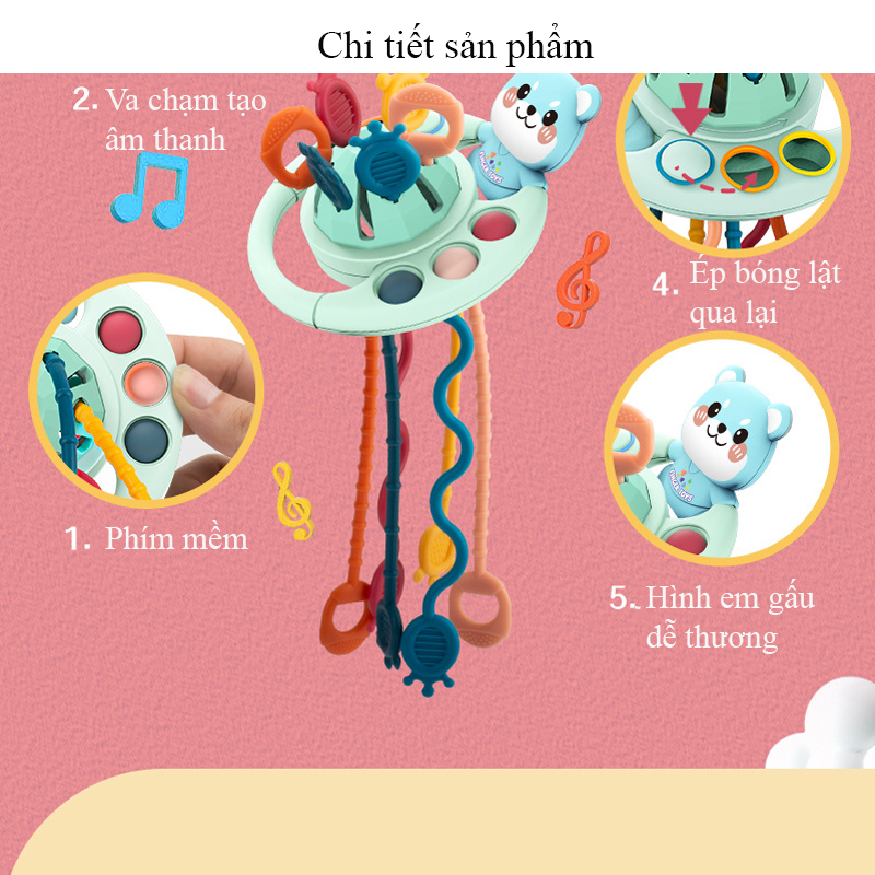 Mô tả Đồ chơi gặm nướu chất liệu nhựa và cao su non có dây rút thông minh rèn luyện vận động thô - 2
