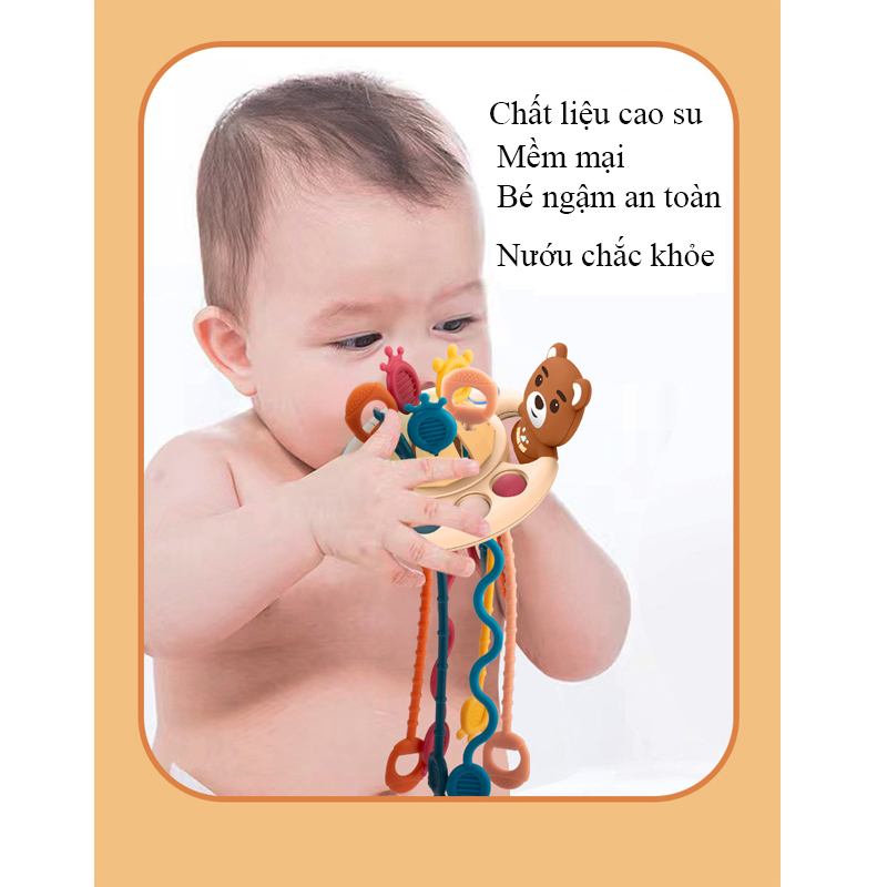 Mô tả Đồ chơi gặm nướu chất liệu nhựa và cao su non có dây rút thông minh rèn luyện vận động thô - 3