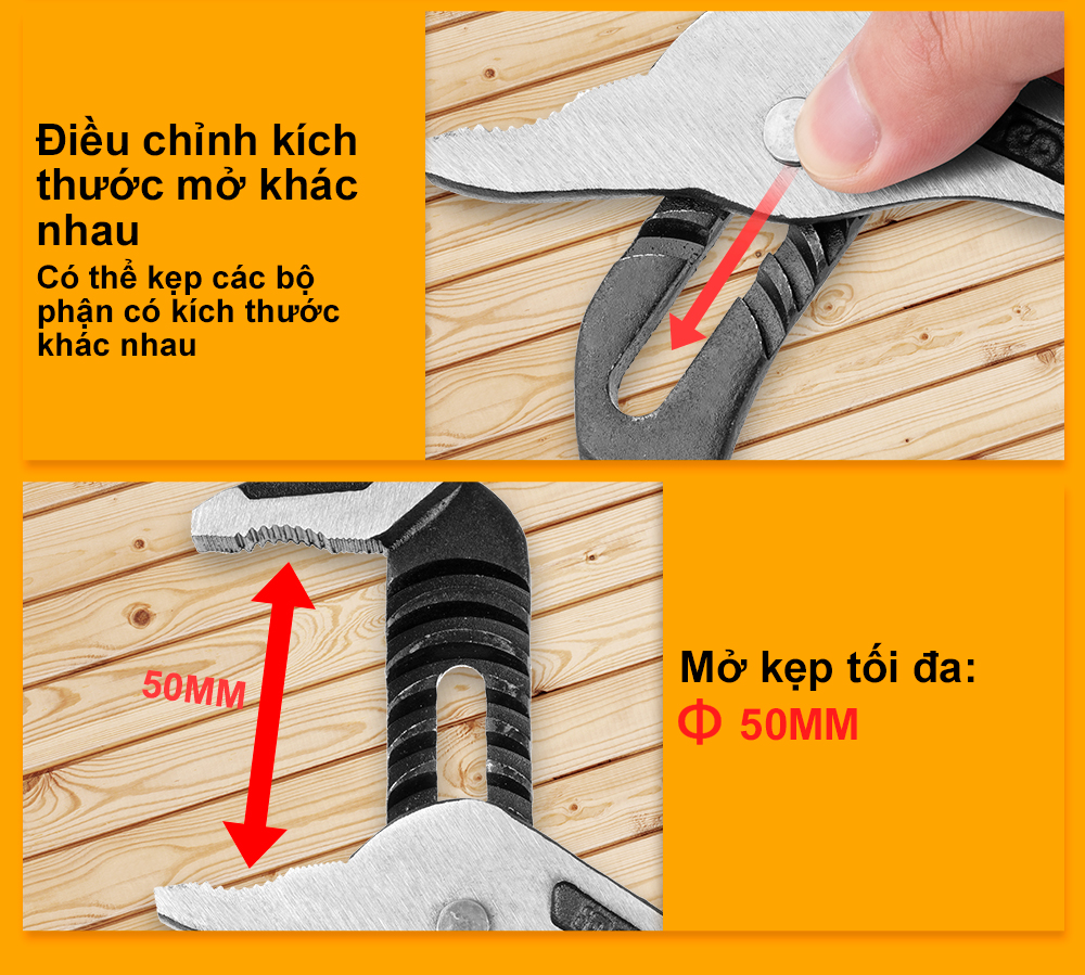 Mô tả Kìm mỏ quạ 10 inch/250mm INGCO HPP28251 độ mở tối đa 50mm kích thước dài 250mm - 4