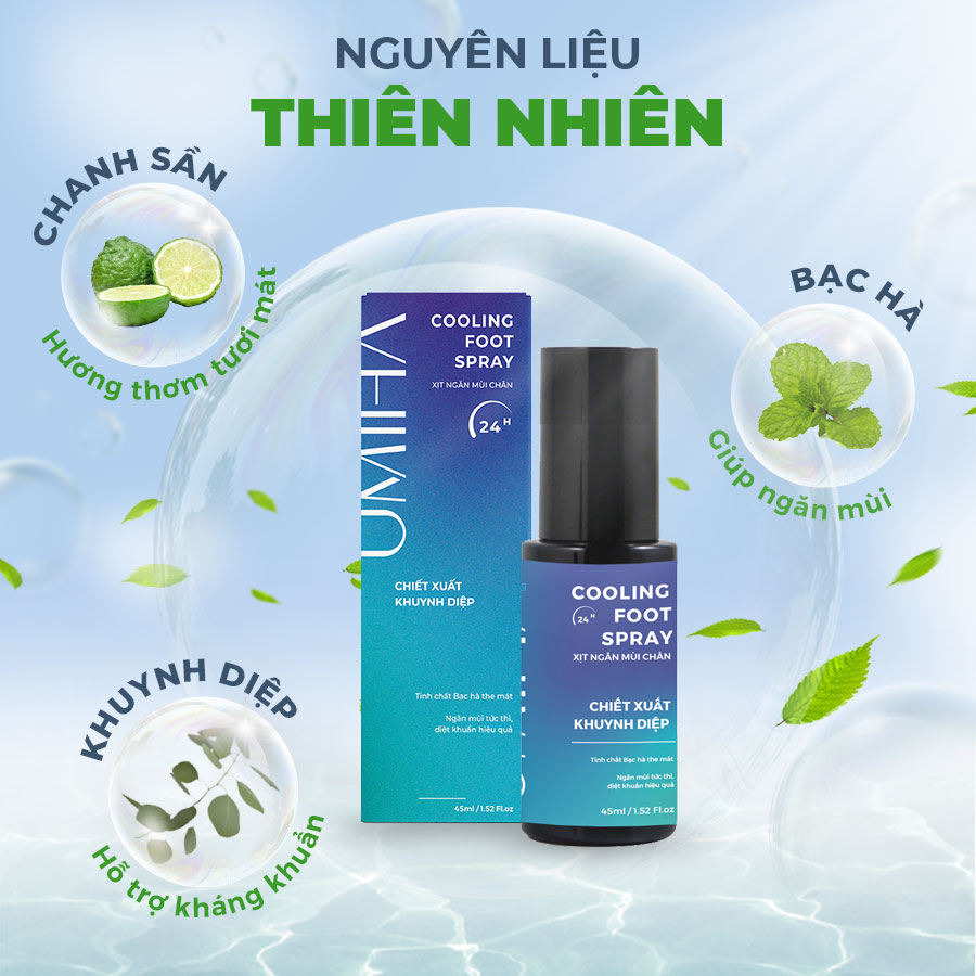 Mô tả Xịt hôi chân UMIHA (45ml) chiết xuất Khuynh Diệp xịt khử mùi hôi chân và khử mùi giày hiệu quả cả ngày dài - 2