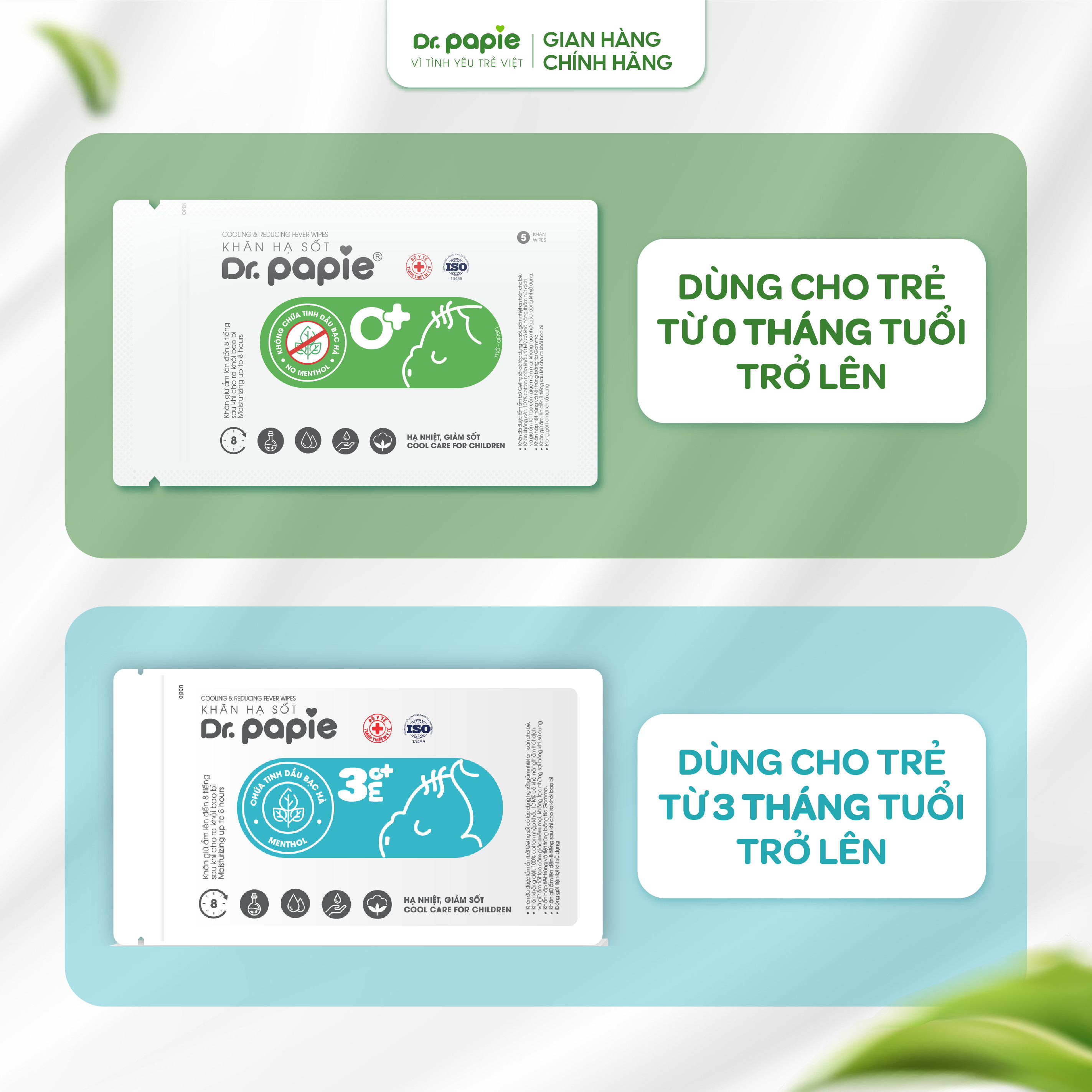 Mô tả 1 Gói Khăn Lau Hạ Sốt Tẩm Ướt Thảo Dược Dr.Papie Làm Mát Dịu Da, Vết Côn Trùng Đốt, Giảm Rôm Sảy, Mẩn Ngứa Cho Bé - 5