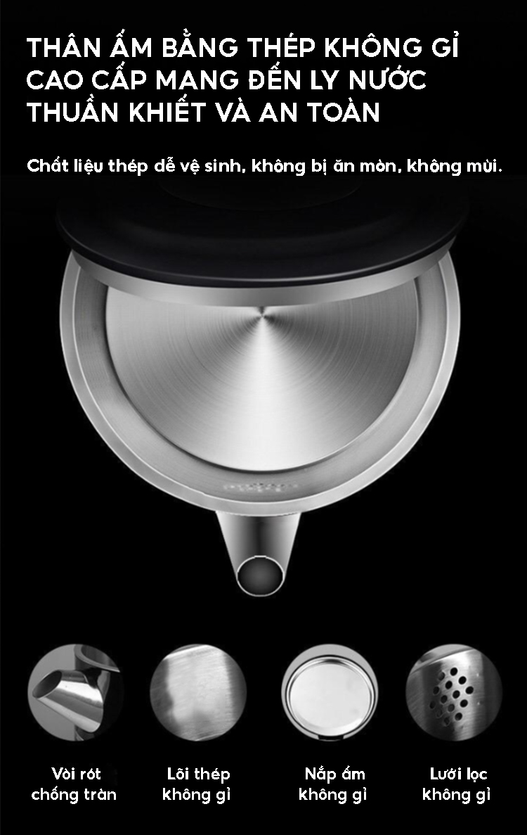 Mô tả Ấm siêu tốc KIPOR KP-A266 dung tích 3.2L - 5